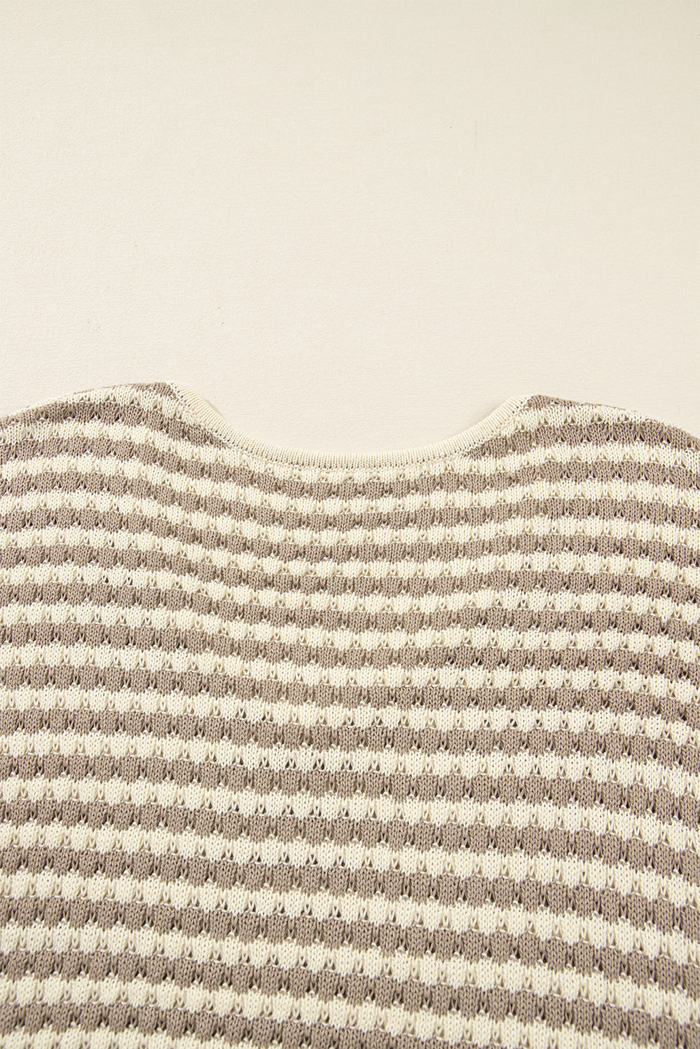 Khaki Stripe Plus Size V Neck Drop Shoulder Sweater-Plus Size/Plus Size Sweaters & Cardigans-[Adult]-[Female]-2022 Online Blue Zone Planet