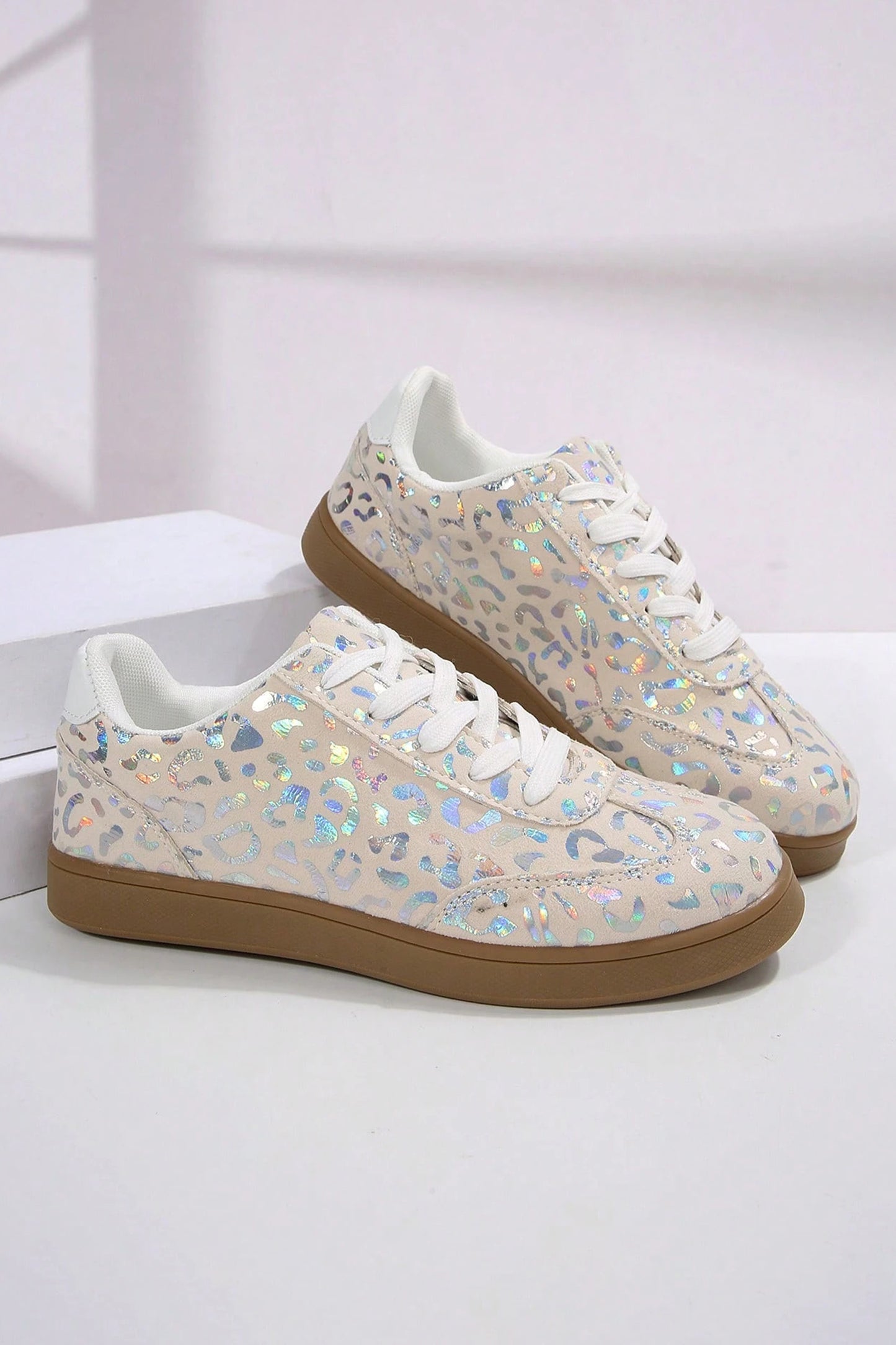 White Shiny Leopard Print Training Shoes-Shoes & Bags/Womens Shoes-[Adult]-[Female]-2022 Online Blue Zone Planet