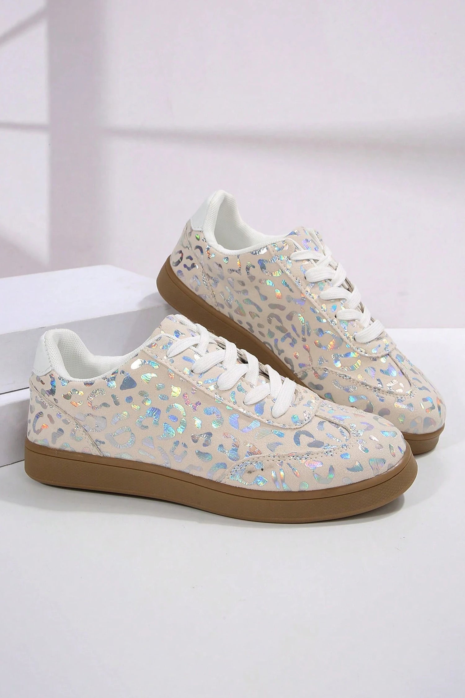 White Shiny Leopard Print Training Shoes-Shoes & Bags/Womens Shoes-[Adult]-[Female]-2022 Online Blue Zone Planet