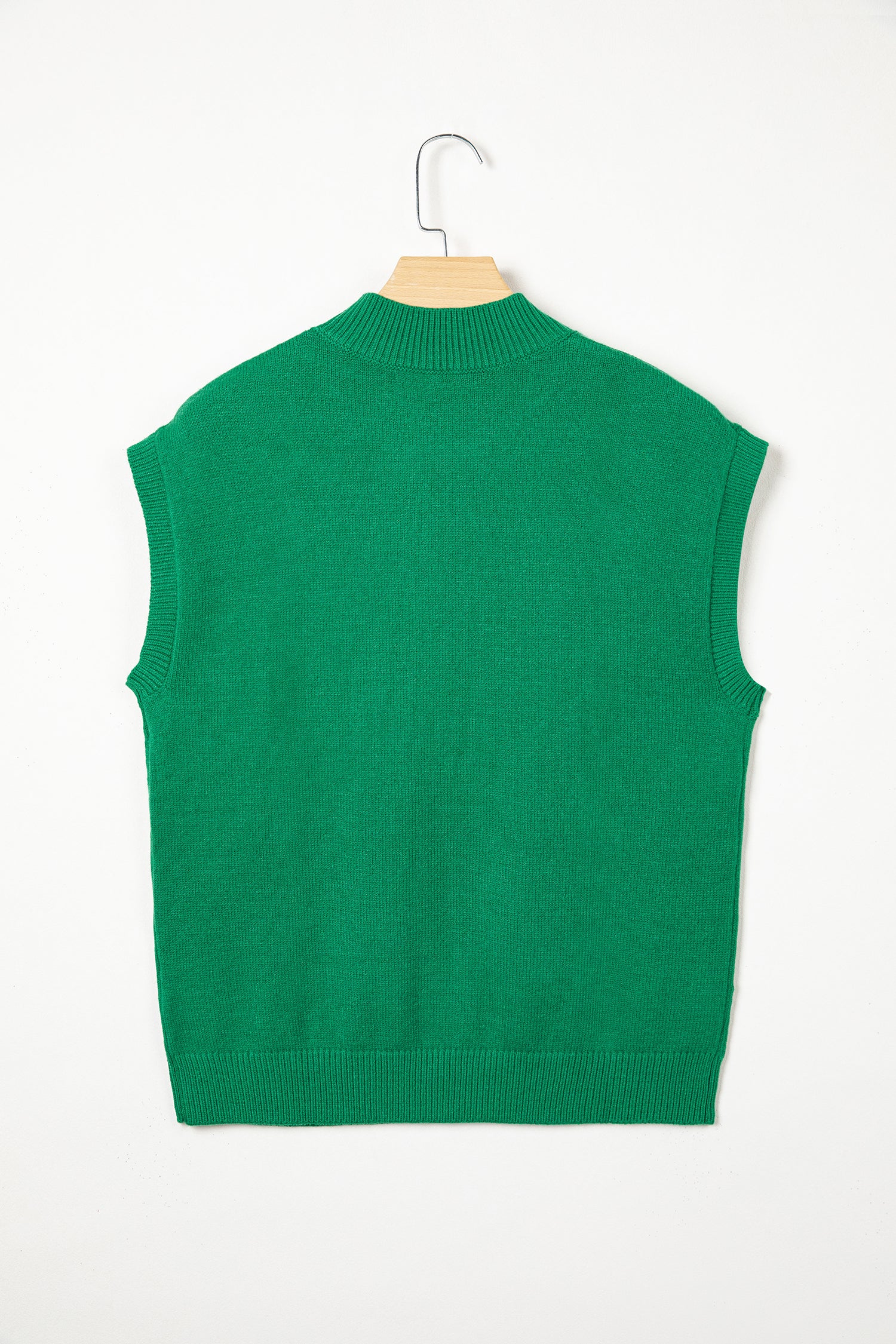 Bright Green Corded Horseshoes Ribbed Trim Mock Neck Short Sleeve Sweater-TOPS / DRESSES-[Adult]-[Female]-2022 Online Blue Zone Planet