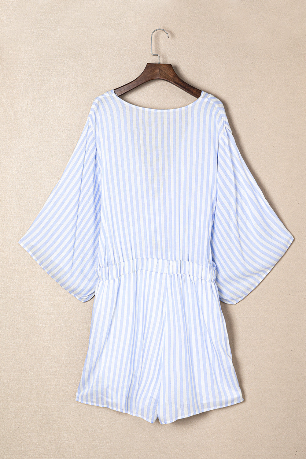 Blue Zone Planet | Bow Striped Kimono Sleeve Romper-TOPS / DRESSES-[Adult]-[Female]-2022 Online Blue Zone Planet