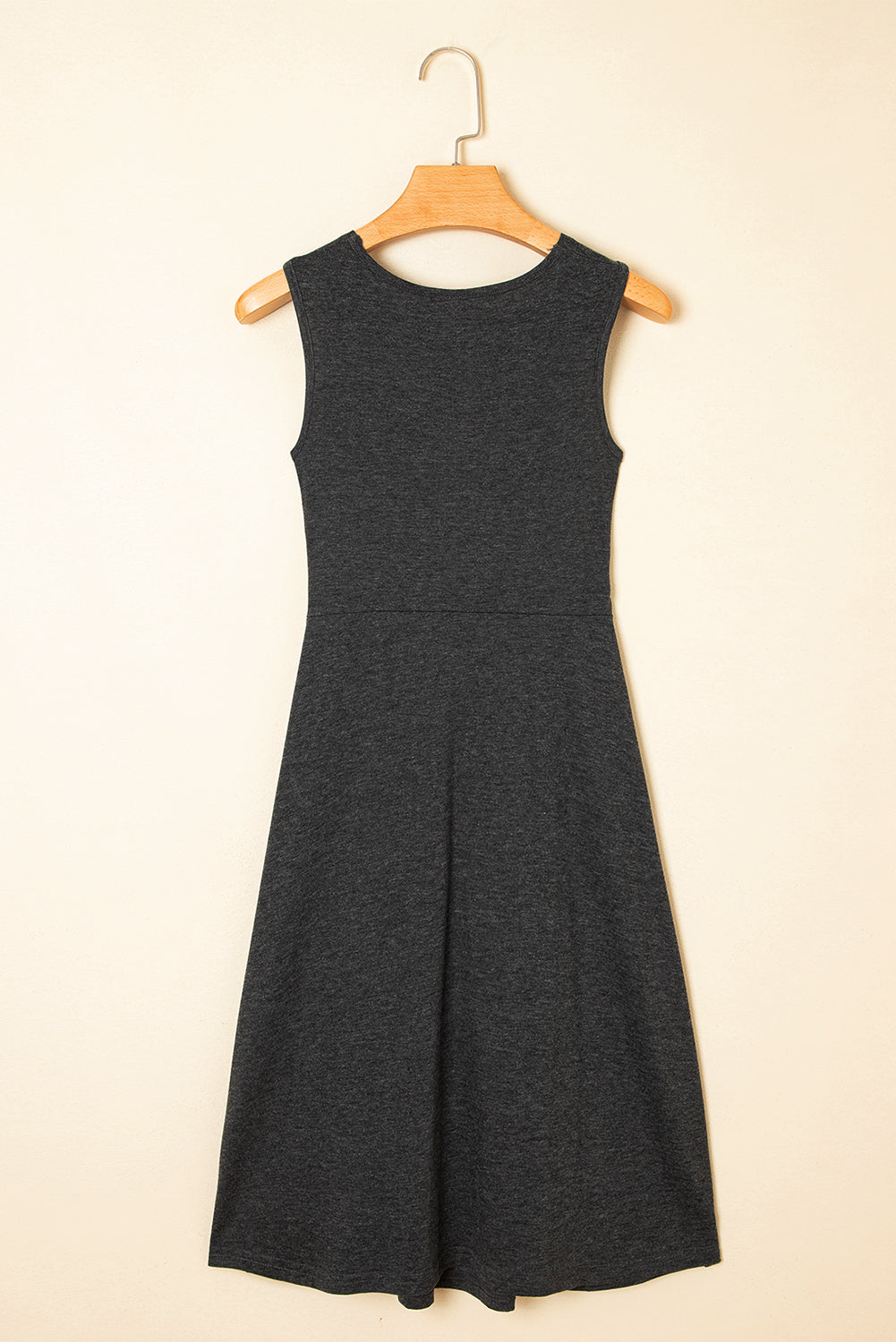 Carbon Grey Twisted Bust V Neck Sleeveless Dress-TOPS / DRESSES-[Adult]-[Female]-2022 Online Blue Zone Planet
