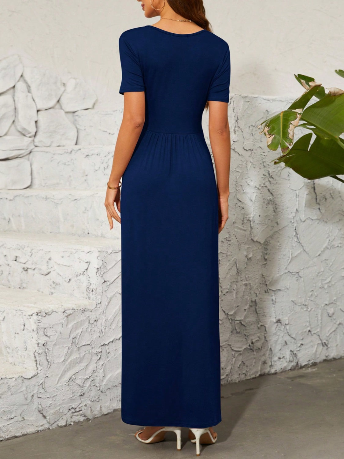 Surplice Short Sleeve Maxi Dress-TOPS / DRESSES-[Adult]-[Female]-2022 Online Blue Zone Planet