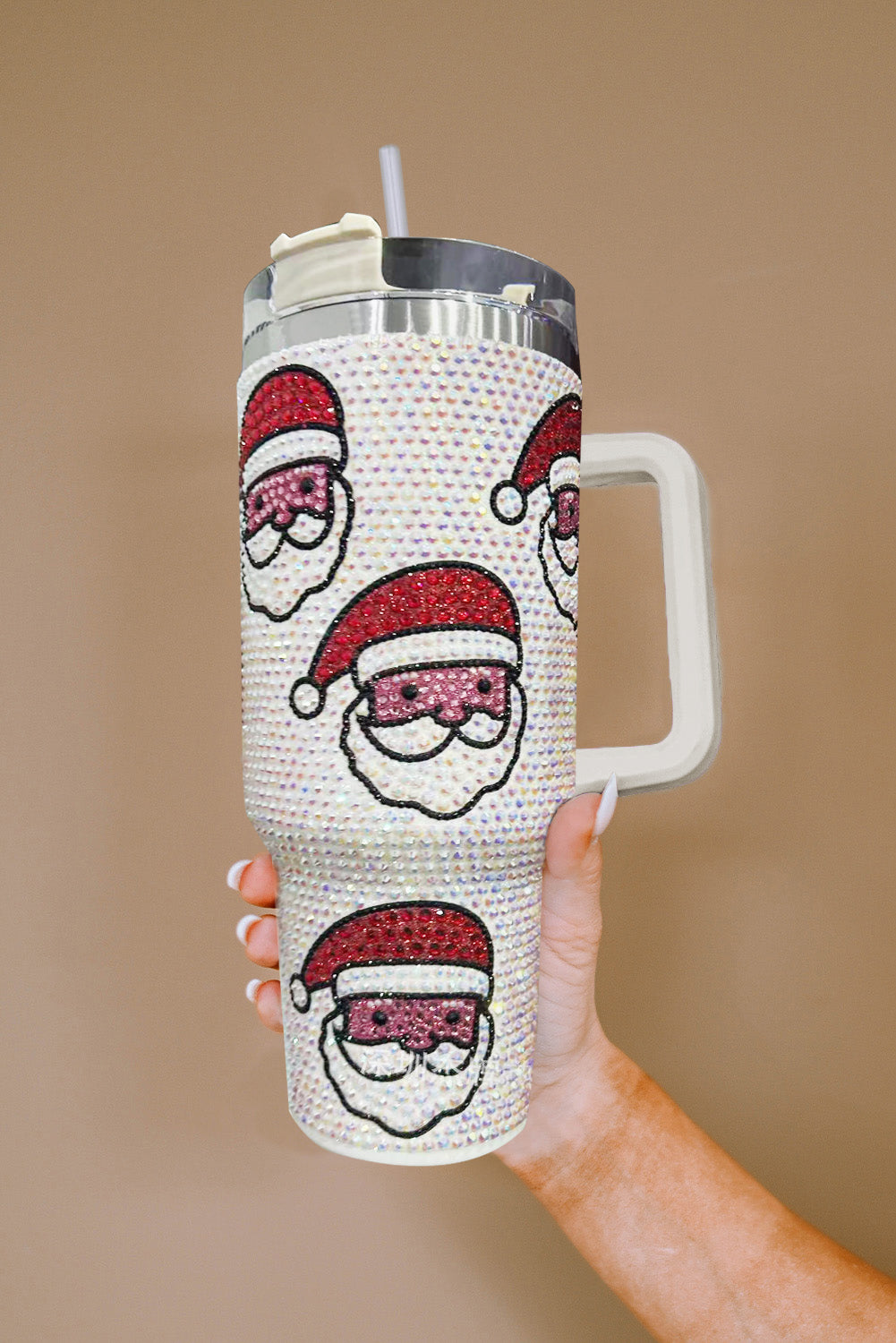 Rose Red Christmas Santa Printed Diamond Water Cup-Cups-[Adult]-[Female]-2022 Online Blue Zone Planet