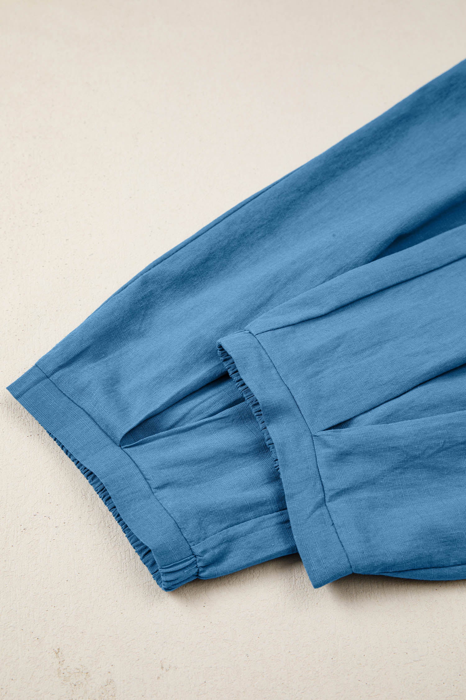 Prussian Blue Smocked Waist Casual Jogger Style Pants-Tops / Dresses-[Adult]-[Female]-2022 Online Blue Zone Planet