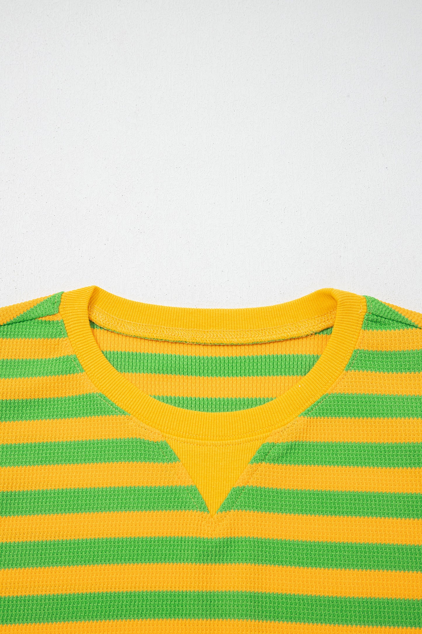 Yellow Stripe Puff Short Sleeve T Shirt Matching Shorts Set-Two Piece Sets/Short Sets-[Adult]-[Female]-2022 Online Blue Zone Planet