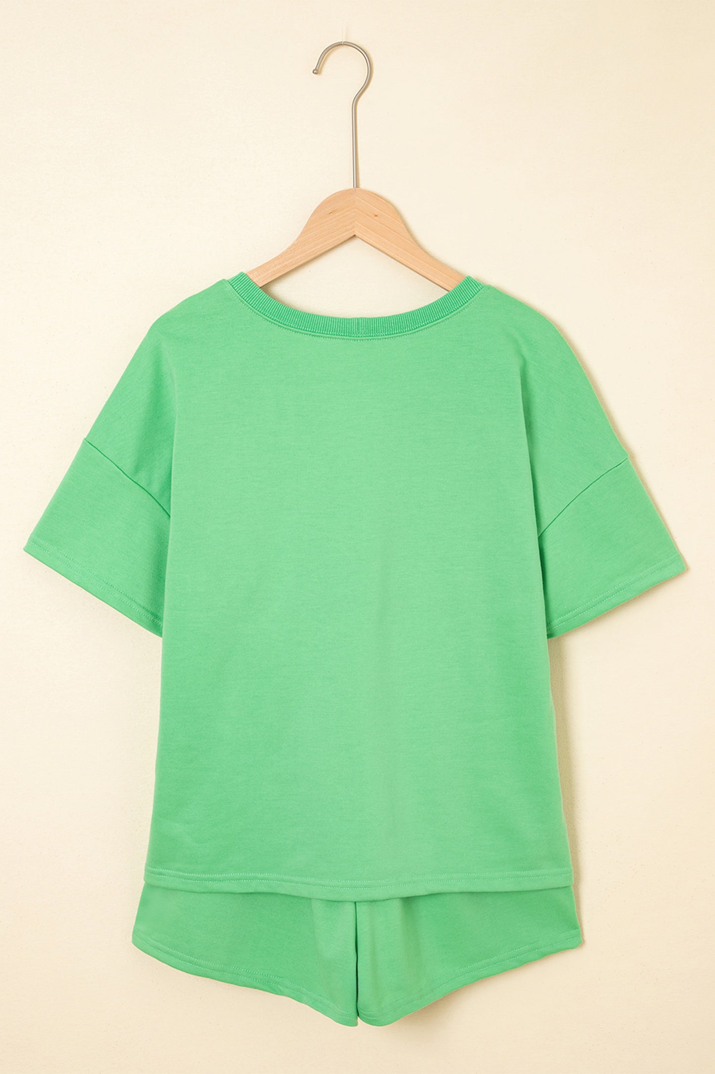 Mint Green Sequin Mardi Gras Mask V Neck Tee Drawstring Shorts 2pcs Outfit-Graphic Apparel-[Adult]-[Female]-2022 Online Blue Zone Planet