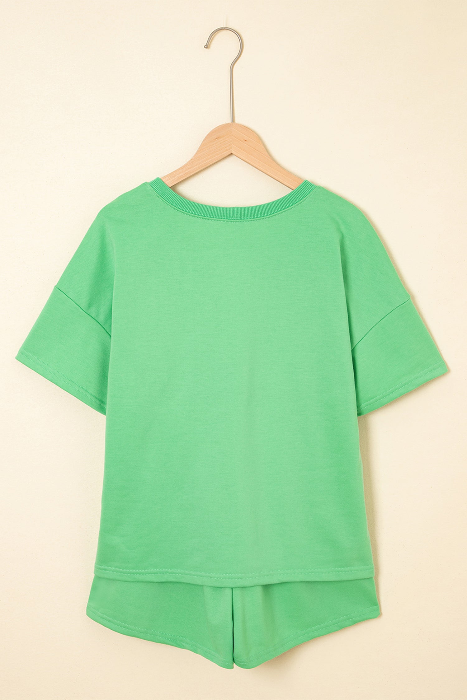 Mint Green Sequin Mardi Gras Mask V Neck Tee Drawstring Shorts 2pcs Outfit-Graphic Apparel-[Adult]-[Female]-2022 Online Blue Zone Planet