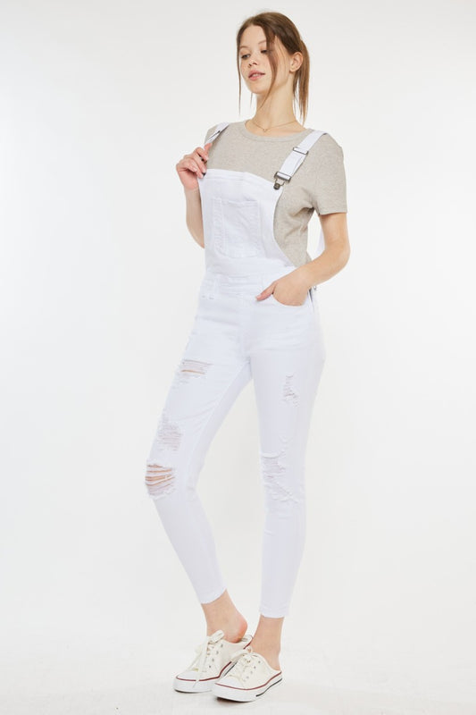 Blue Zone Planet | Kancan Distressed Skinny Denim Overalls-BOTTOMS SIZES SMALL MEDIUM LARGE-[Adult]-[Female]-White-XS-2022 Online Blue Zone Planet