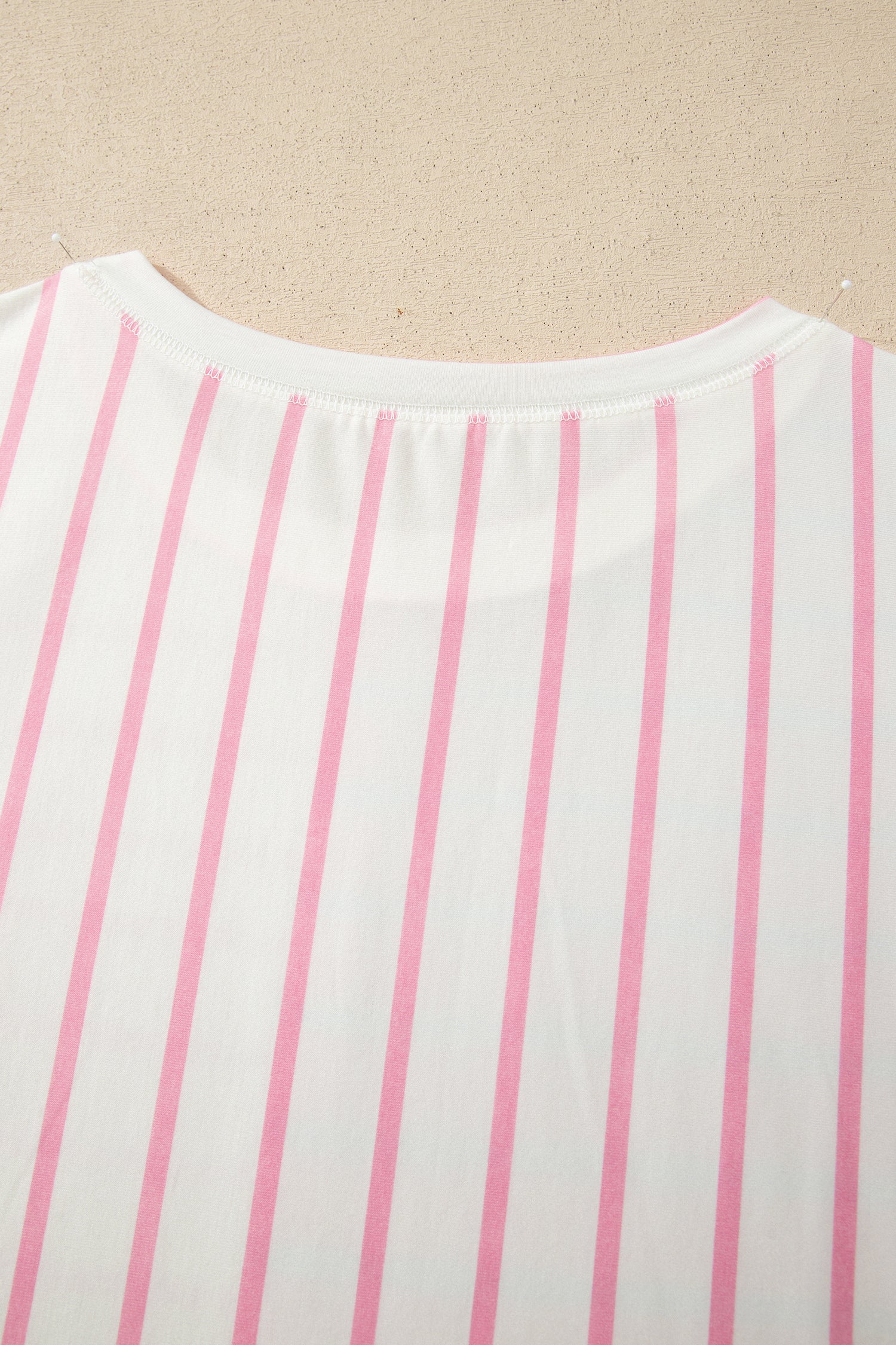 Green Stripe Colorblock 3/4 Sleeve Loose T Shirt-Tops/Tops & Tees-[Adult]-[Female]-2022 Online Blue Zone Planet