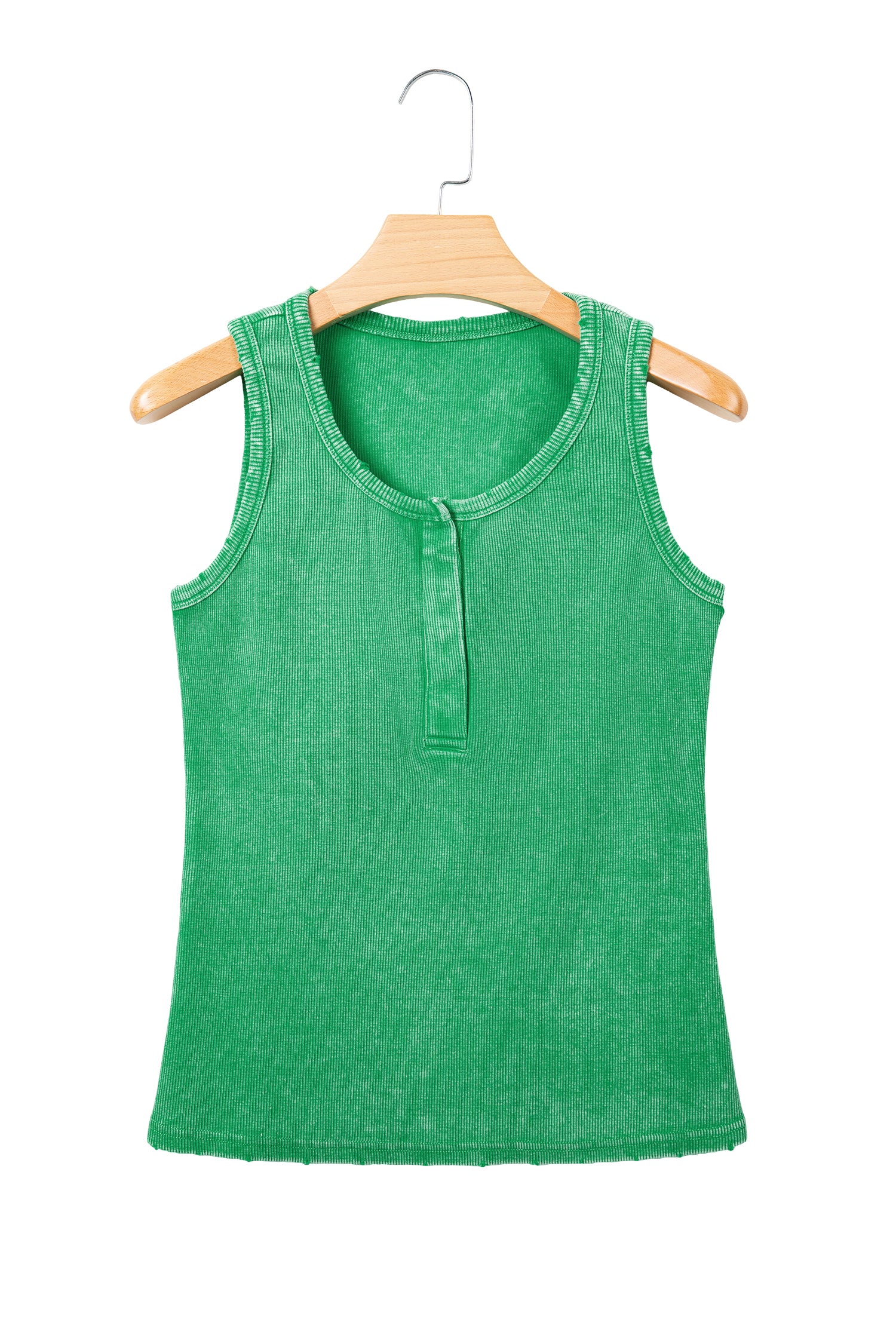 Bright Green Vintage Distressed Ribbed Mineral Wash Tank Top-Tops/Tank Tops-[Adult]-[Female]-2022 Online Blue Zone Planet