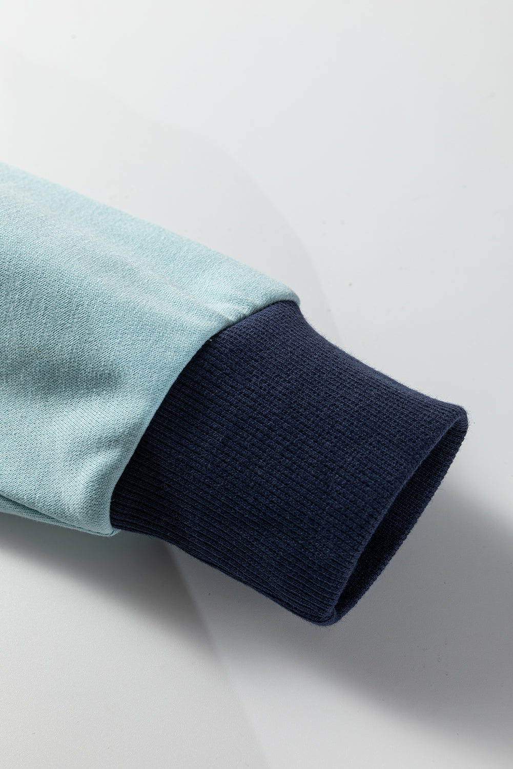 Iceland Blue Contrast Edge Colorblock Patchwork Crop Sweatshirt-Tops/Sweatshirts & Hoodies-[Adult]-[Female]-2022 Online Blue Zone Planet