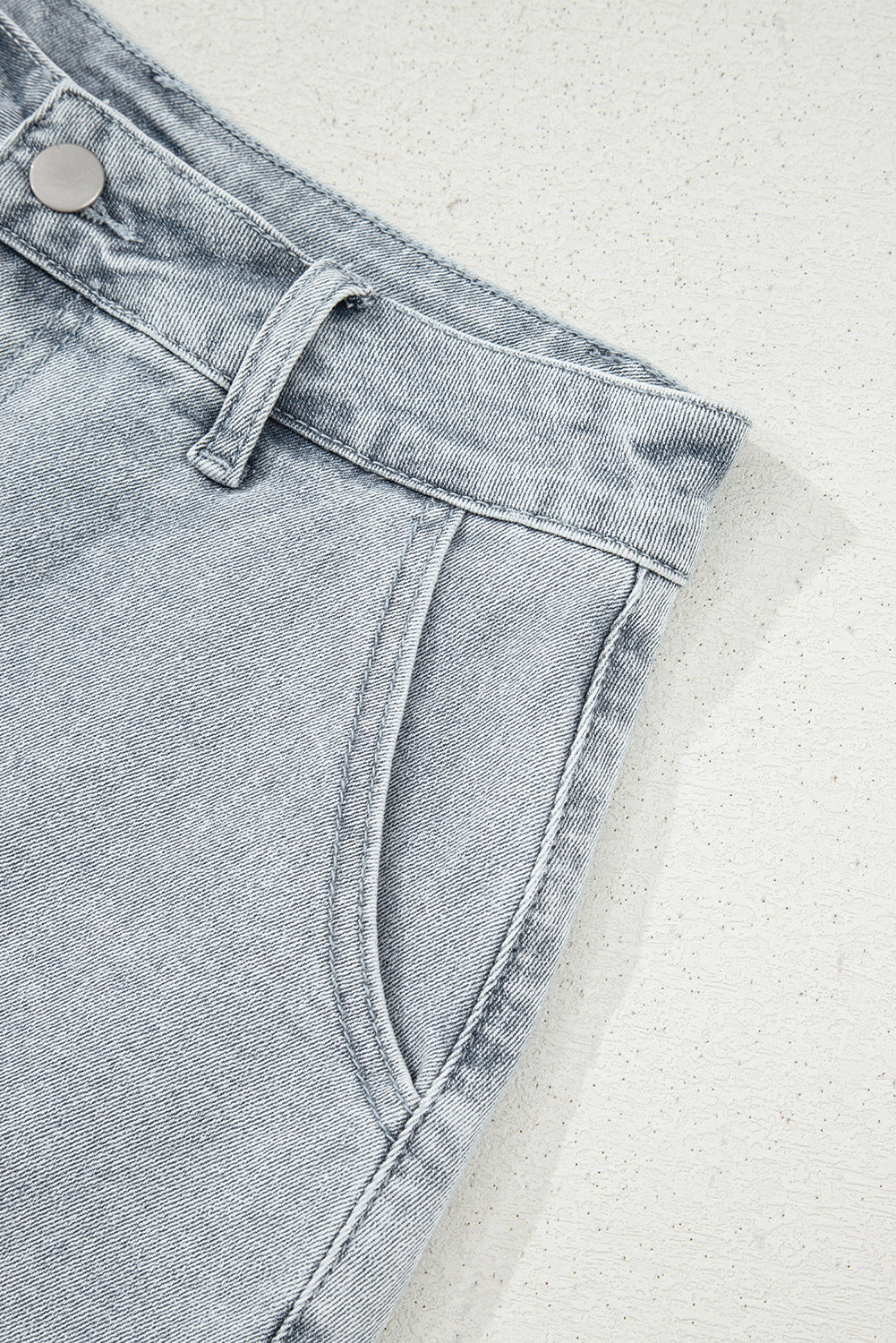 Dusk Blue Scalloped Hemline Acid Wash High Waist Denim Shorts-Bottoms/Denim Shorts-[Adult]-[Female]-2022 Online Blue Zone Planet