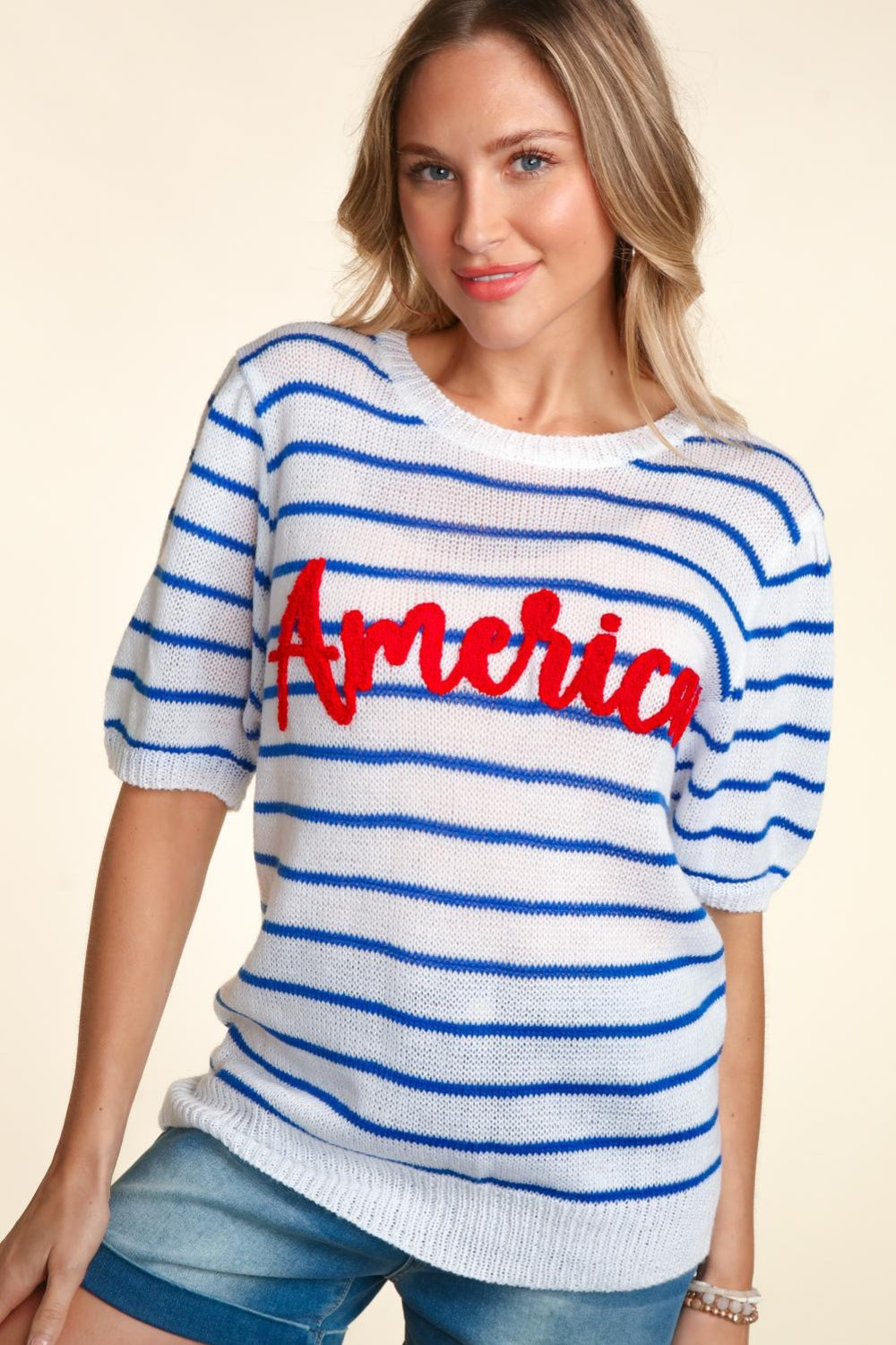 Haptics Letter Embroidery Striped Knit Top-TOPS / DRESSES-[Adult]-[Female]-Ivory/Blue/Red-S-2022 Online Blue Zone Planet