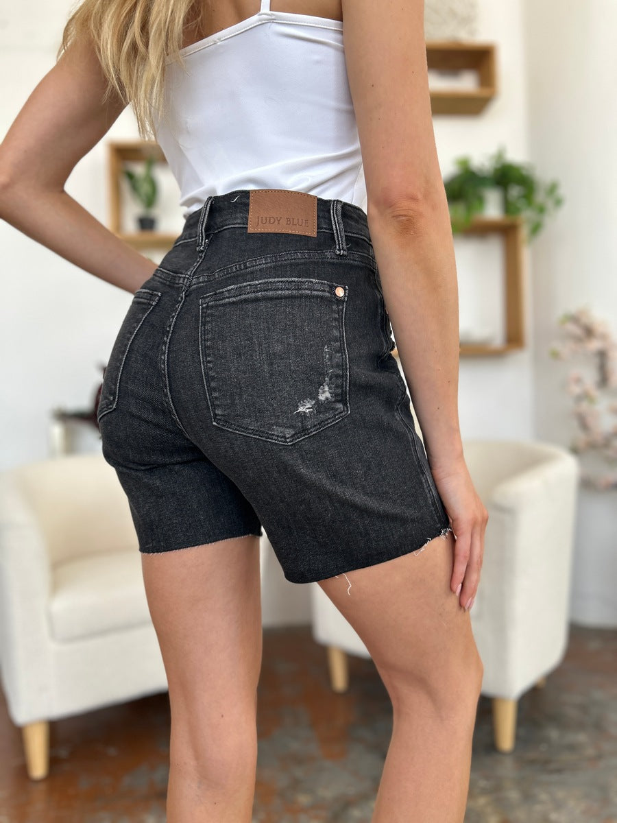 Judy Blue Full Size High Waist Rigid Magic Denim Shorts-BOTTOMS SIZES SMALL MEDIUM LARGE-[Adult]-[Female]-2022 Online Blue Zone Planet