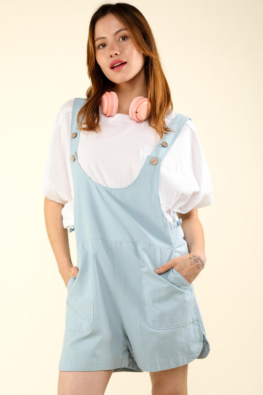 VERY J Adjustable Waist Suspender Overalls with Pockets-TOPS / DRESSES-[Adult]-[Female]-Denim Blue-S-2022 Online Blue Zone Planet