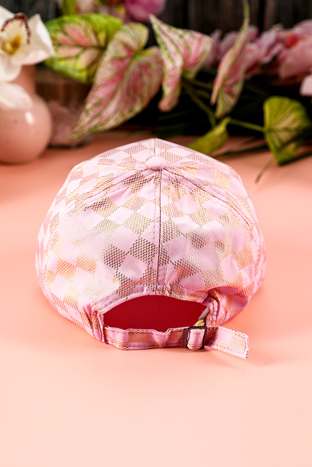 Light Pink Checkered Baseball Cap-Hats-[Adult]-[Female]-Light Pink-ONE SIZE-2022 Online Blue Zone Planet