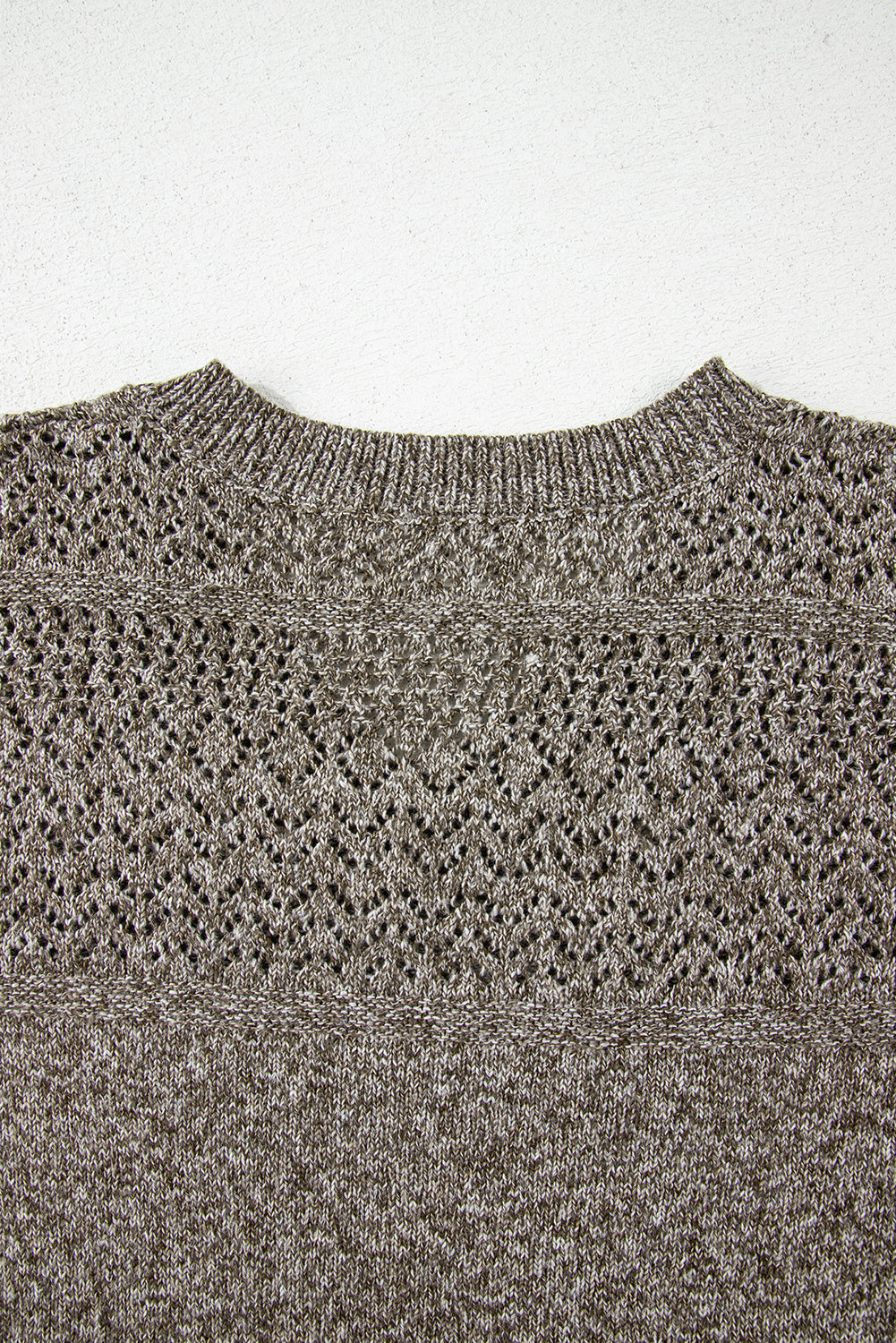 Black Eyelet Pattern Detail V Neck Drop Shoulder Sweater-TOPS / DRESSES-[Adult]-[Female]-2022 Online Blue Zone Planet