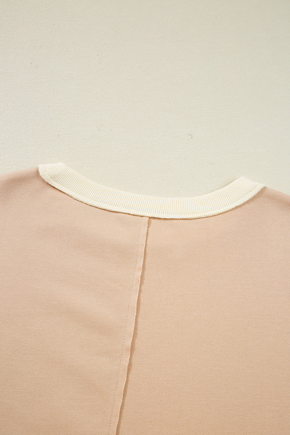 Light French Beige Color Block Textured Patchwork Pullover Sweatshirt-Tops/Sweatshirts & Hoodies-[Adult]-[Female]-2022 Online Blue Zone Planet