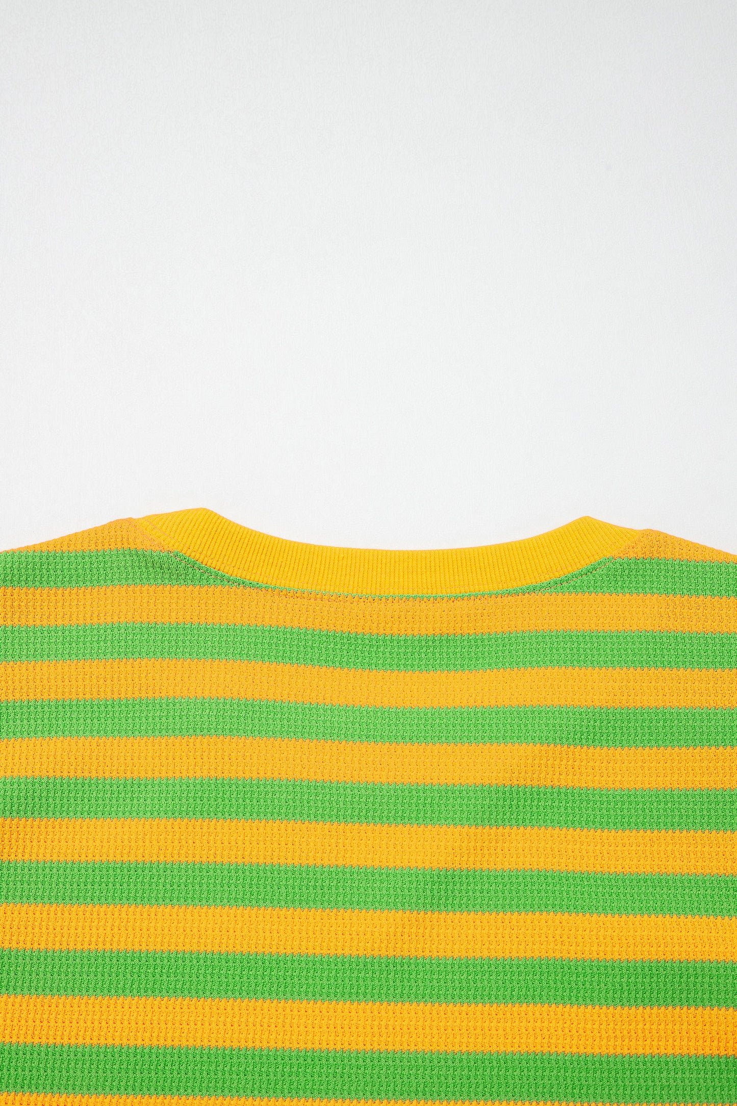 Yellow Stripe Puff Short Sleeve T Shirt Matching Shorts Set-Two Piece Sets/Short Sets-[Adult]-[Female]-2022 Online Blue Zone Planet