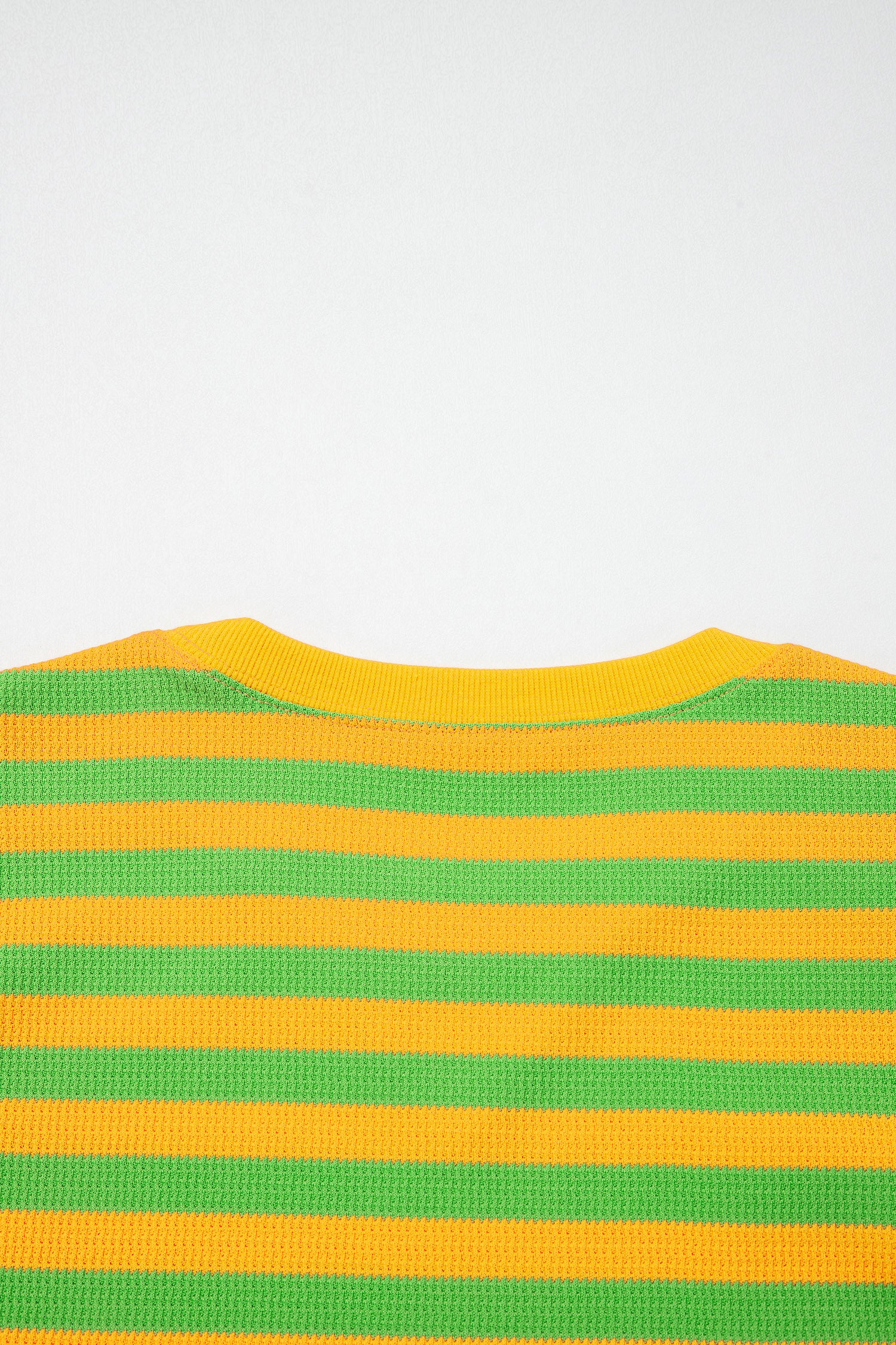 Yellow Stripe Puff Short Sleeve T Shirt Matching Shorts Set-Two Piece Sets/Short Sets-[Adult]-[Female]-2022 Online Blue Zone Planet