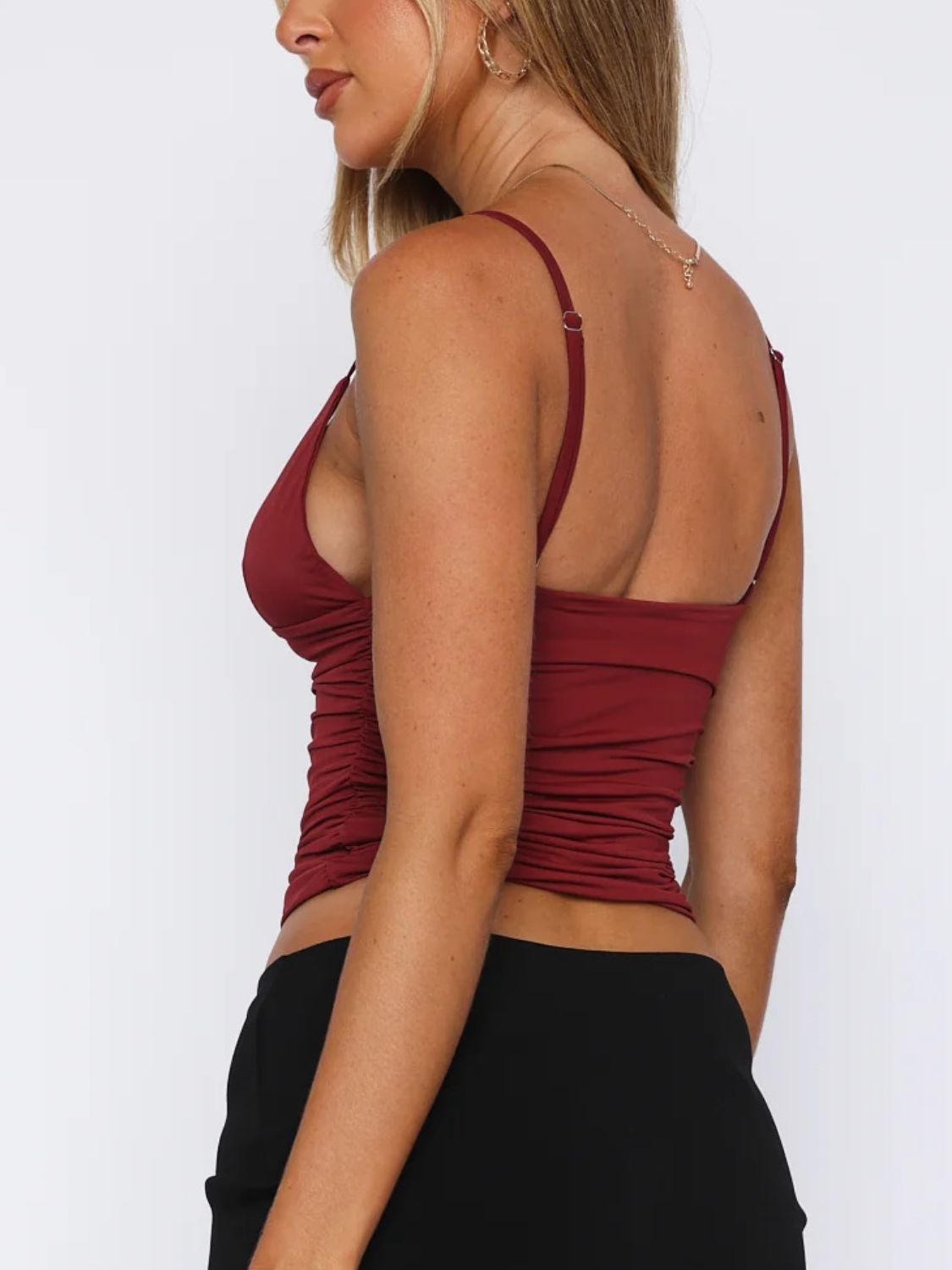 Ruched V-Neck Cami-TOPS / DRESSES-[Adult]-[Female]-2022 Online Blue Zone Planet