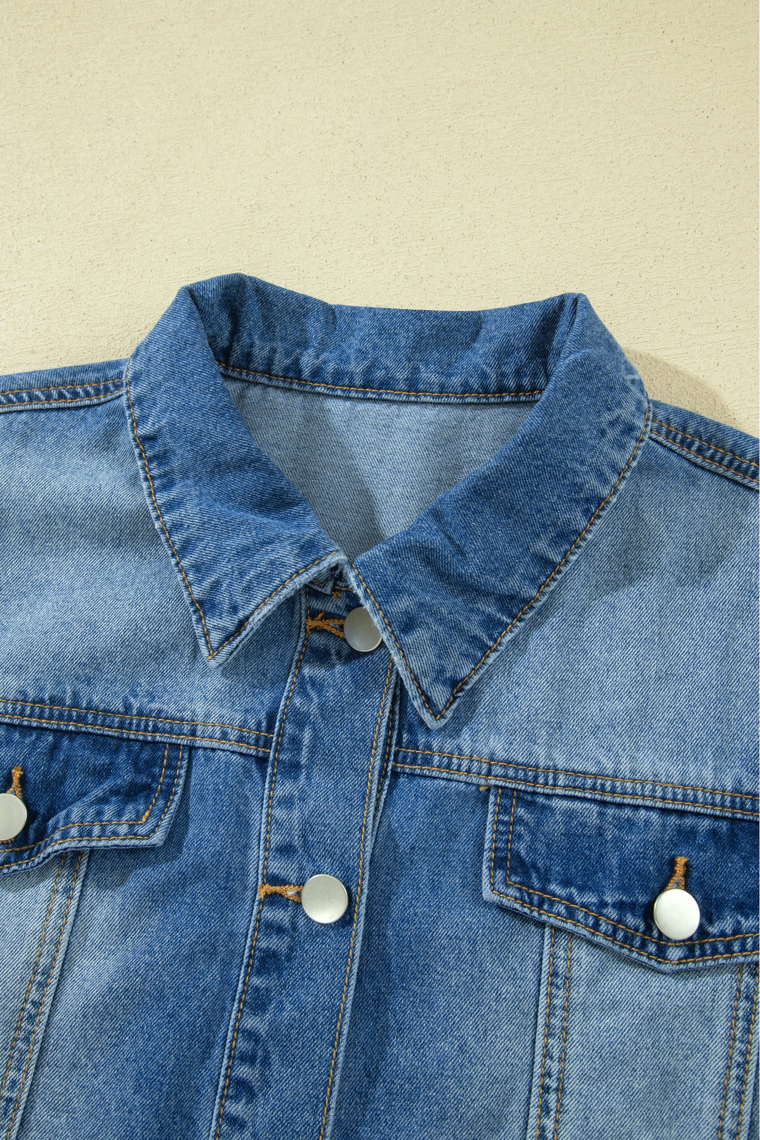 Blue Ruffle Hem Raw Edge Half Sleeve Western Denim Jacket-Outerwear/Denim jackets-[Adult]-[Female]-2022 Online Blue Zone Planet