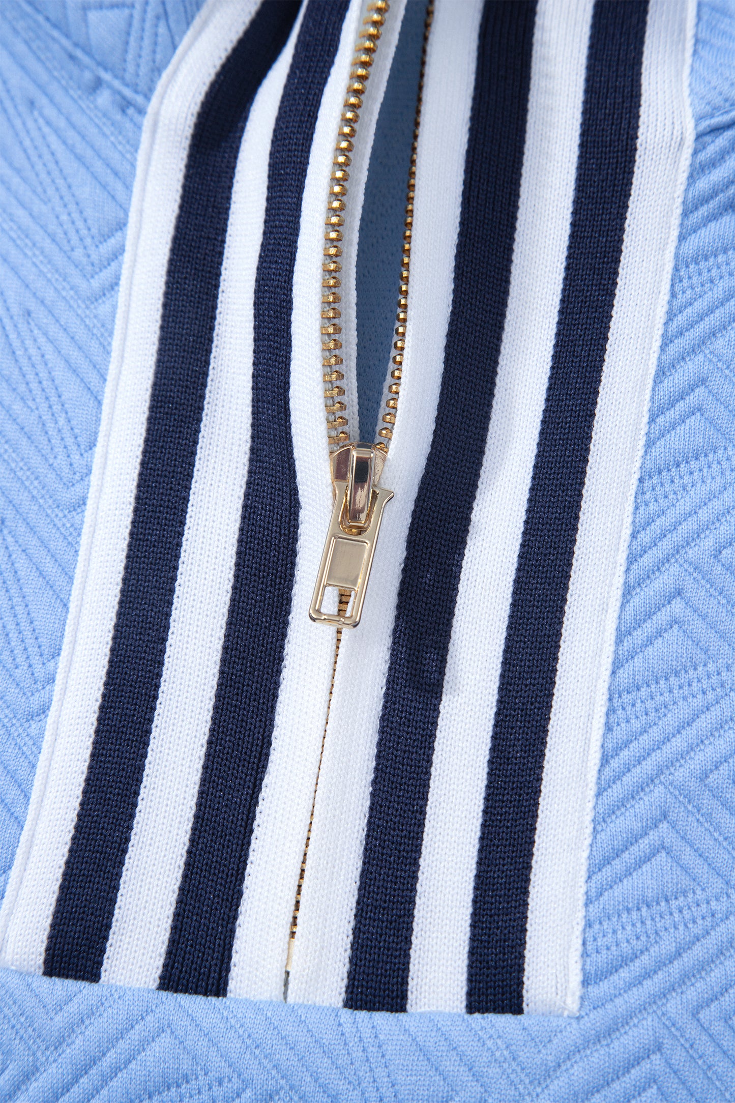Myosotis Stylish Textured Stripe Trim Split Neck Puff Sleeve Top-Tops/Tops & Tees-[Adult]-[Female]-2022 Online Blue Zone Planet