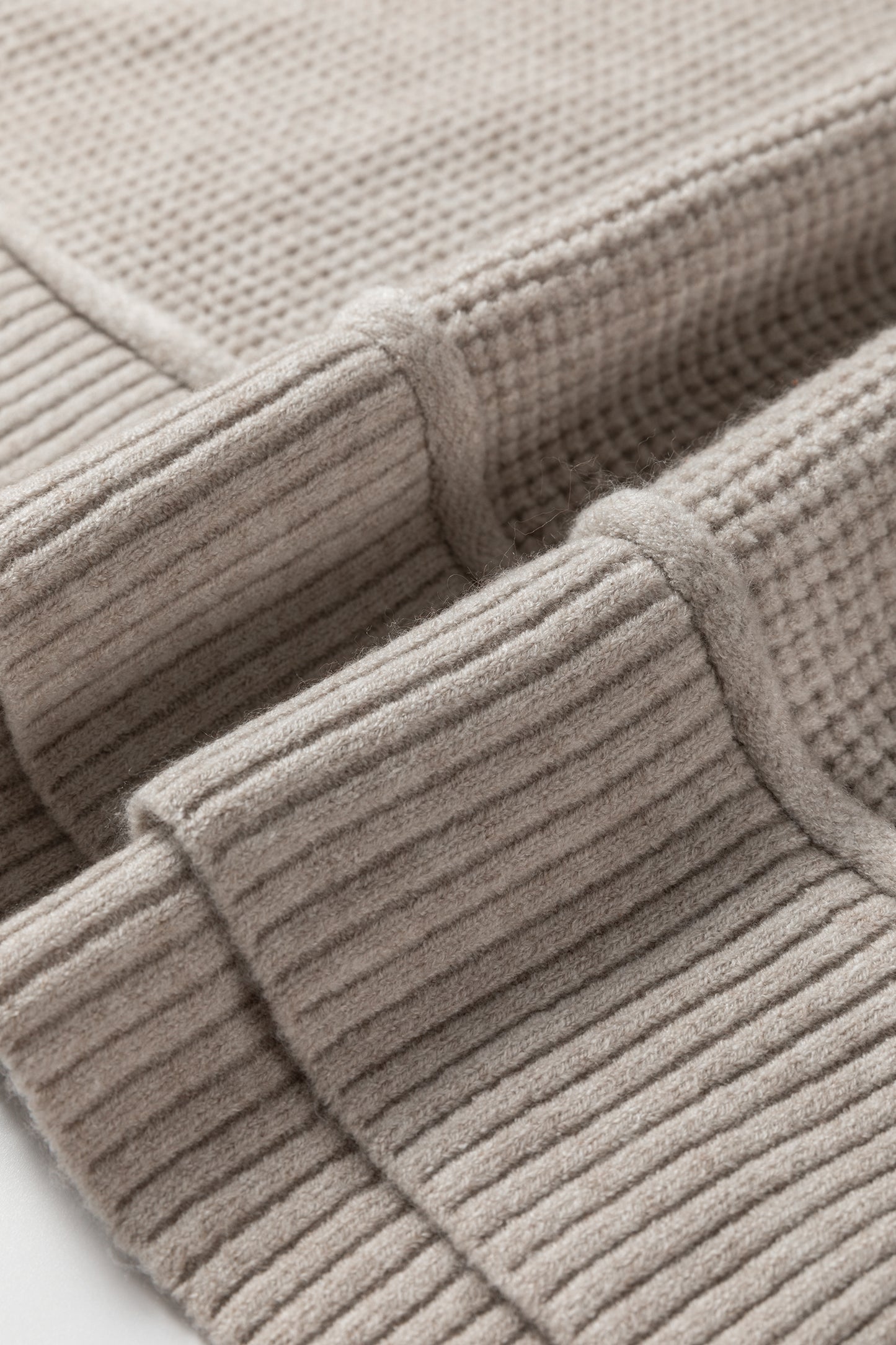 Gray Morn Waffle Texture Knit Ribbed High Neck Drop Shoulder Sweater-TOPS / DRESSES-[Adult]-[Female]-2022 Online Blue Zone Planet