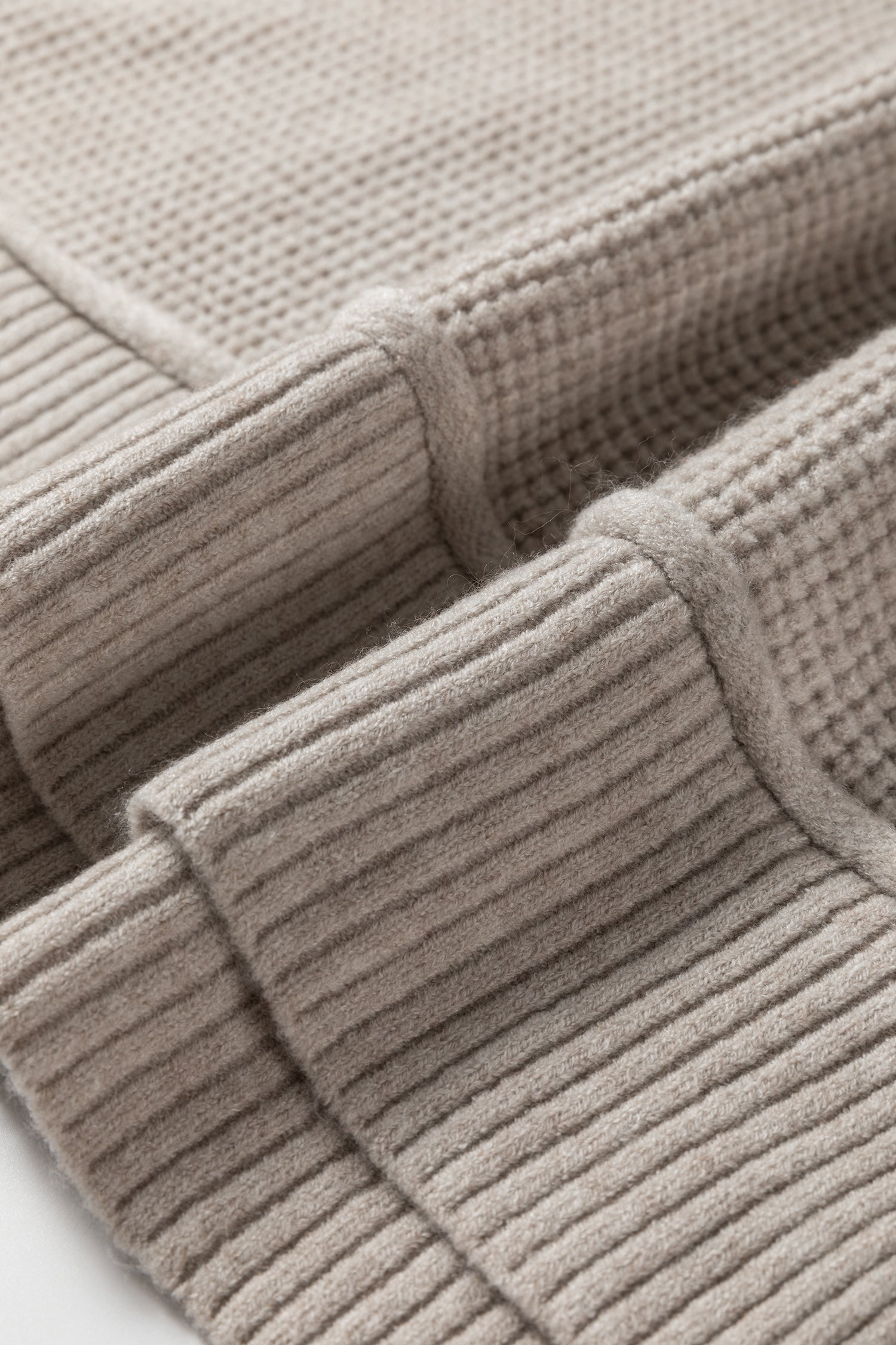 Gray Morn Waffle Texture Knit Ribbed High Neck Drop Shoulder Sweater-TOPS / DRESSES-[Adult]-[Female]-2022 Online Blue Zone Planet