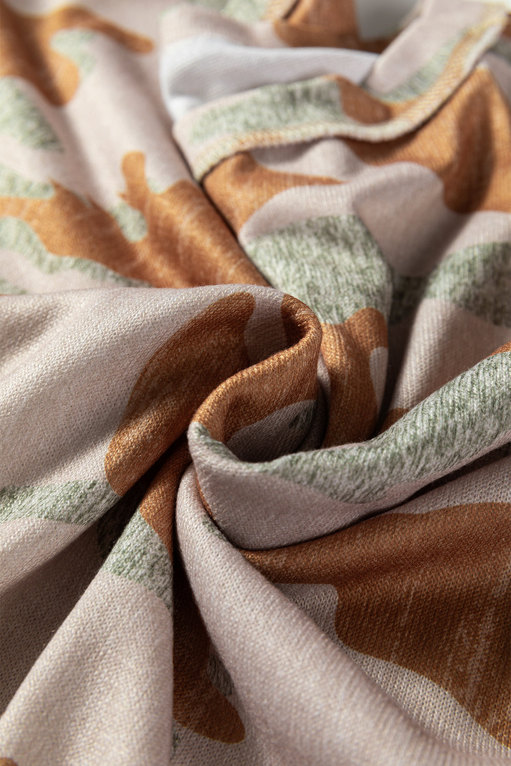 Brown Retro Camouflage Print Exposed Seam Patchwork Drop Shoulder Sweatshirt-Tops/Sweatshirts & Hoodies-[Adult]-[Female]-2022 Online Blue Zone Planet