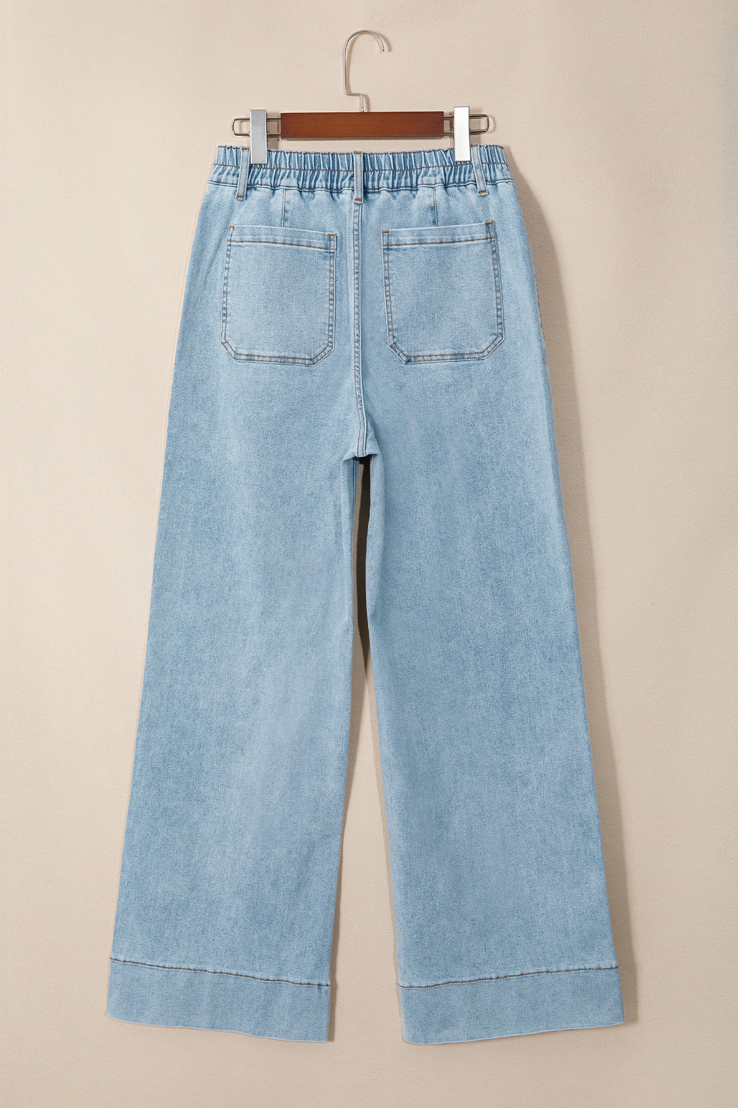 Beau Blue Solid Full-Length Regular Pocket Detail Wholesale Denim Jeans-Bottoms/Jeans-[Adult]-[Female]-2022 Online Blue Zone Planet