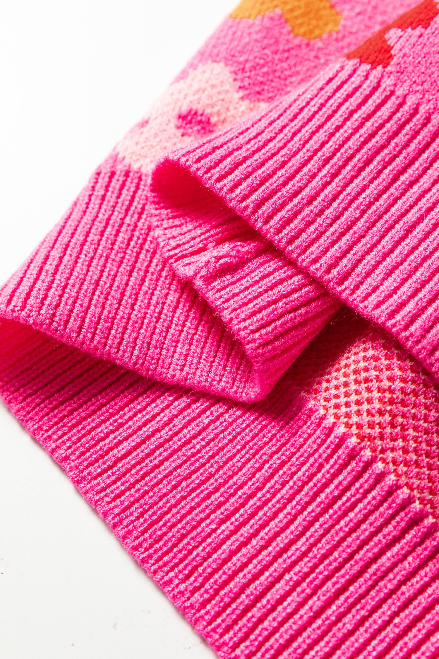 Rose Cute Flower Allover Ribbed Trimmed Drop Shoulder Pullover Sweater-TOPS / DRESSES-[Adult]-[Female]-2022 Online Blue Zone Planet