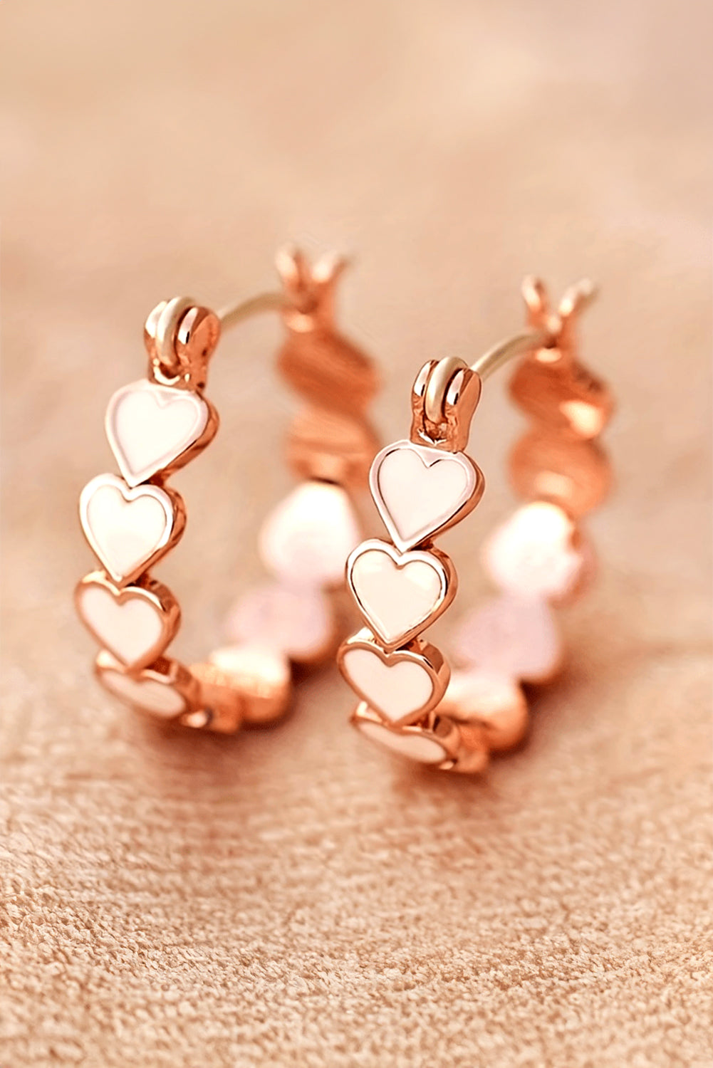 White Heart Shape Plated Alloy Small Hook Earrings-Accessories/Jewelry-[Adult]-[Female]-2022 Online Blue Zone Planet