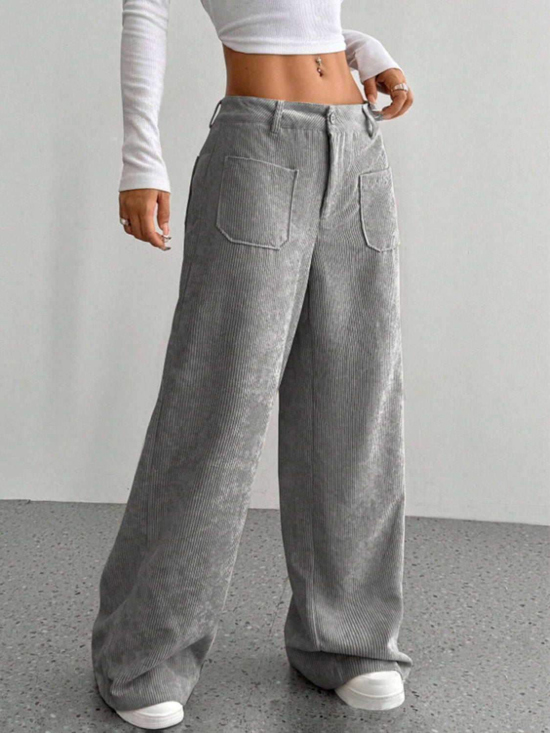 Wide Leg Pants with Pockets-BOTTOMS SIZES SMALL MEDIUM LARGE-[Adult]-[Female]-2022 Online Blue Zone Planet