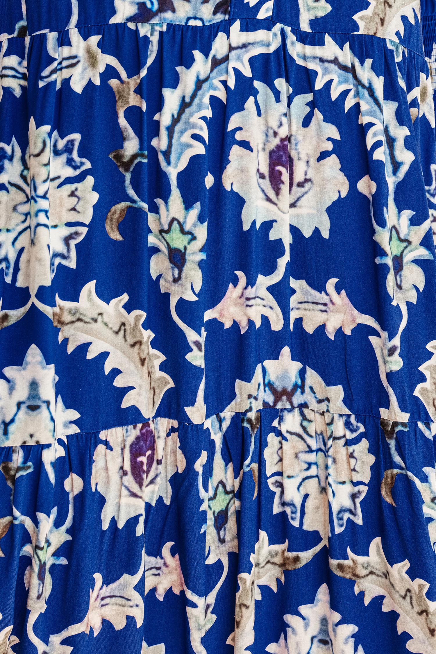 Blue Wild Floral Print Frilled Collar Half Sleeve Long Dress-TOPS / DRESSES-[Adult]-[Female]-2022 Online Blue Zone Planet