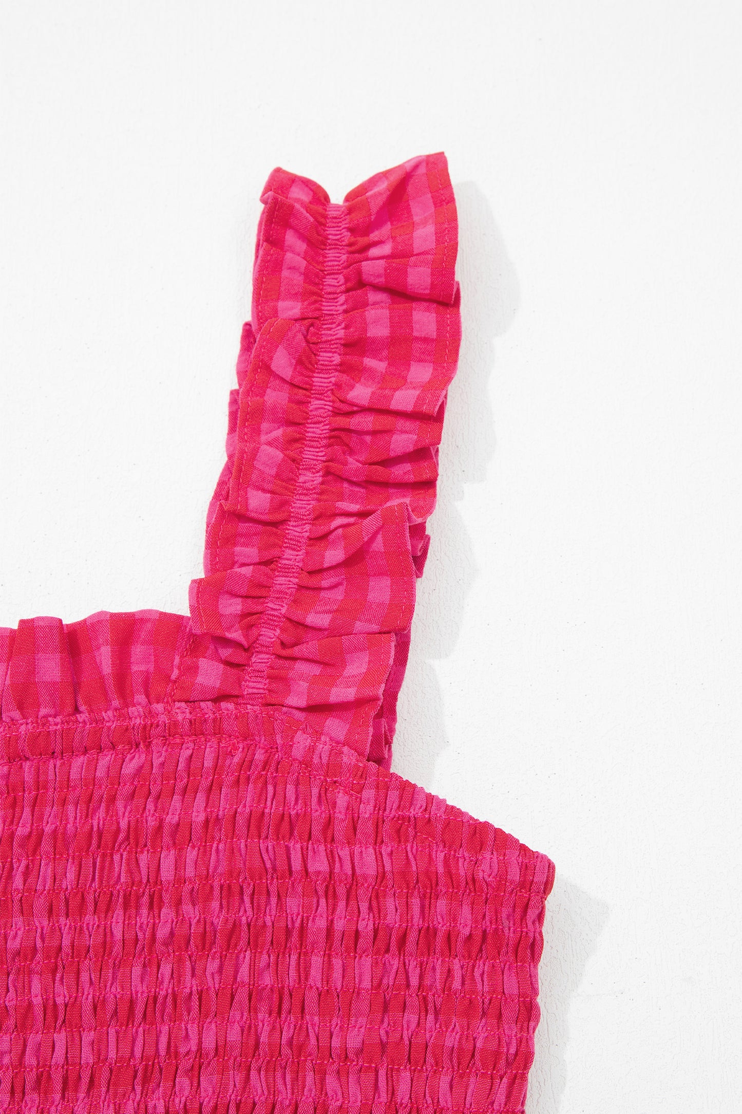 Red Plaid Square Neck Fit-and-flared Vacation Sundress-TOPS / DRESSES-[Adult]-[Female]-2022 Online Blue Zone Planet