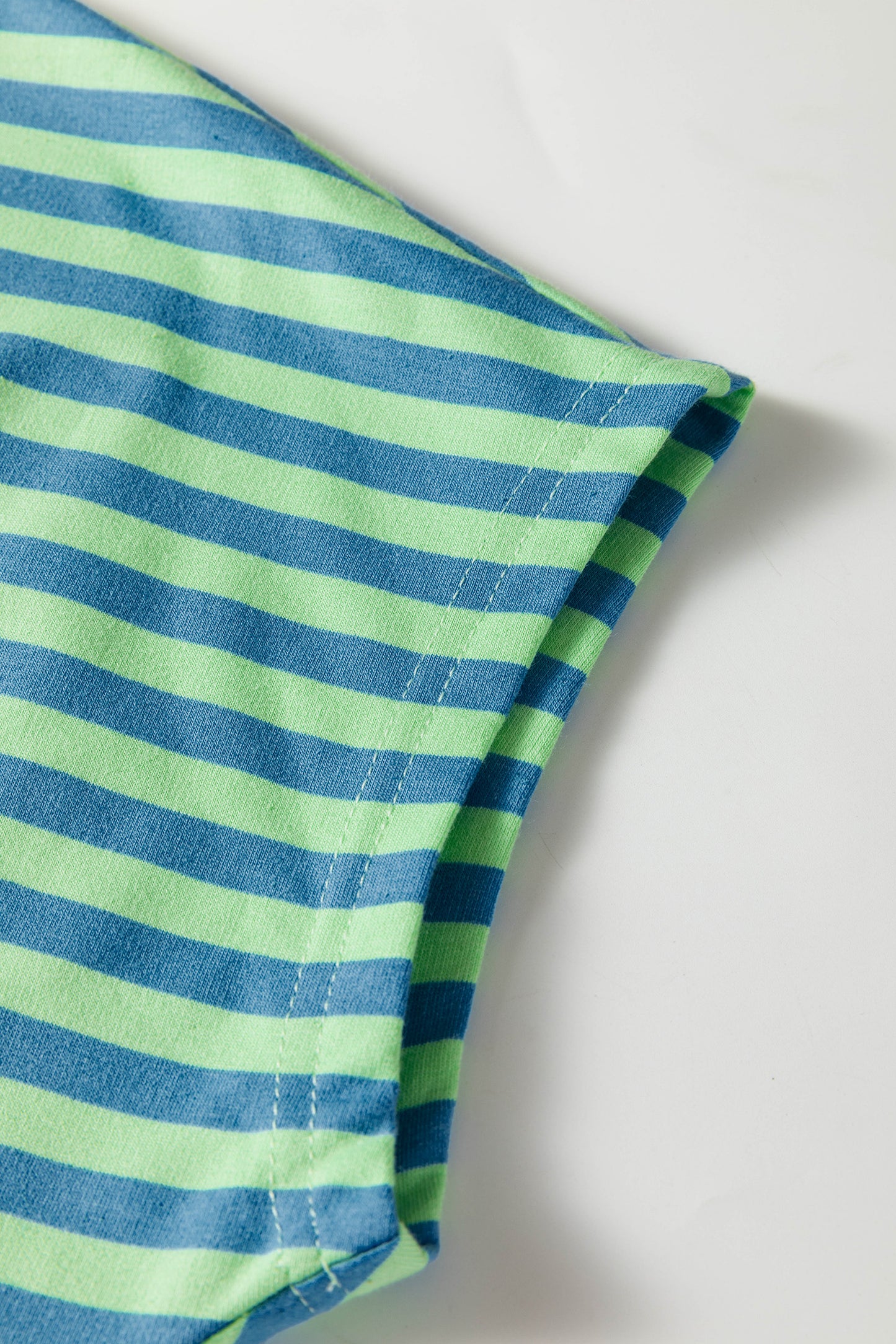 Green Stripe Colorblock Trim V Neck Tee Drawstring Elastic Waist Short Set-Two Piece Sets/Short Sets-[Adult]-[Female]-2022 Online Blue Zone Planet