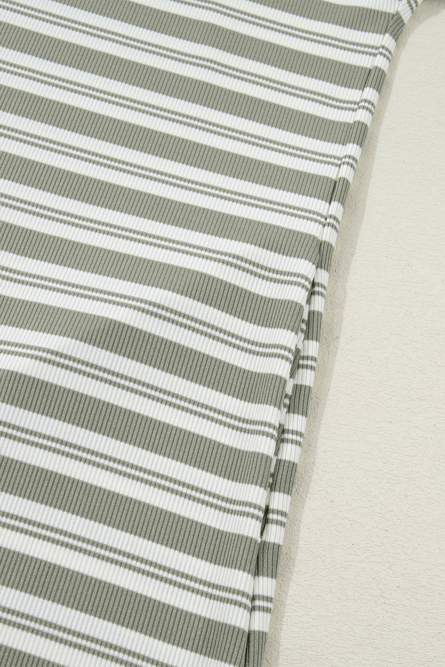 Green Stripe Collared V Neck Short Sleeve T Shirt Midi Dress with Pockets-TOPS / DRESSES-[Adult]-[Female]-2022 Online Blue Zone Planet