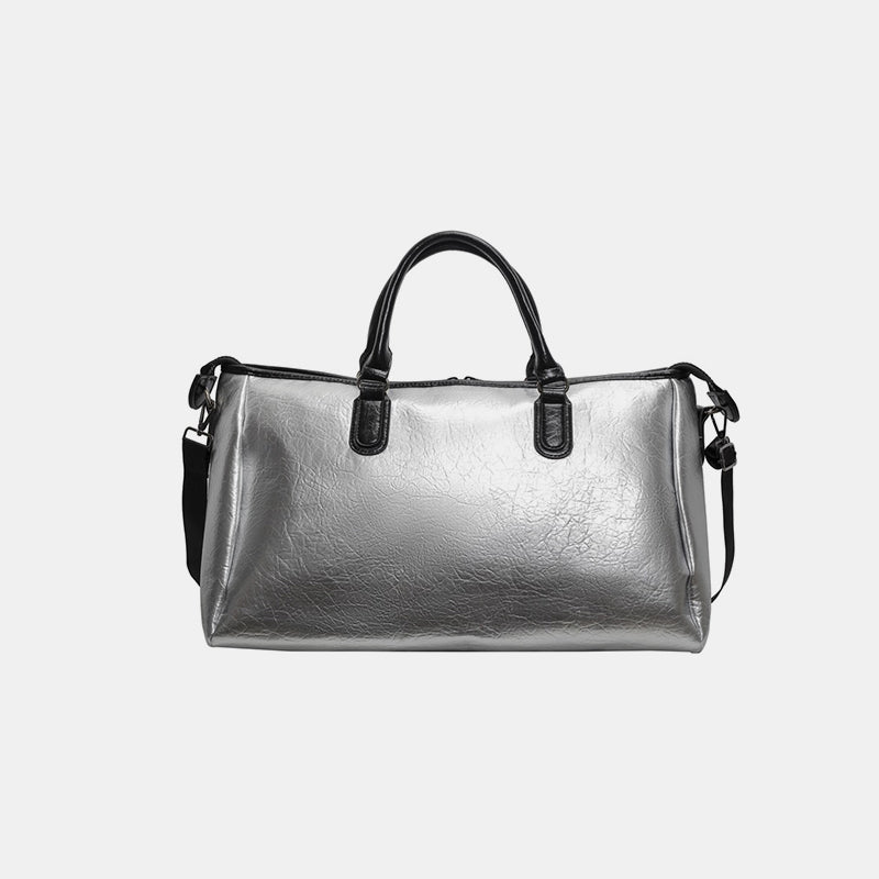 PU Leather Oversize Travel Bag-HANDBAGS-[Adult]-[Female]-Silver-One Size-2022 Online Blue Zone Planet