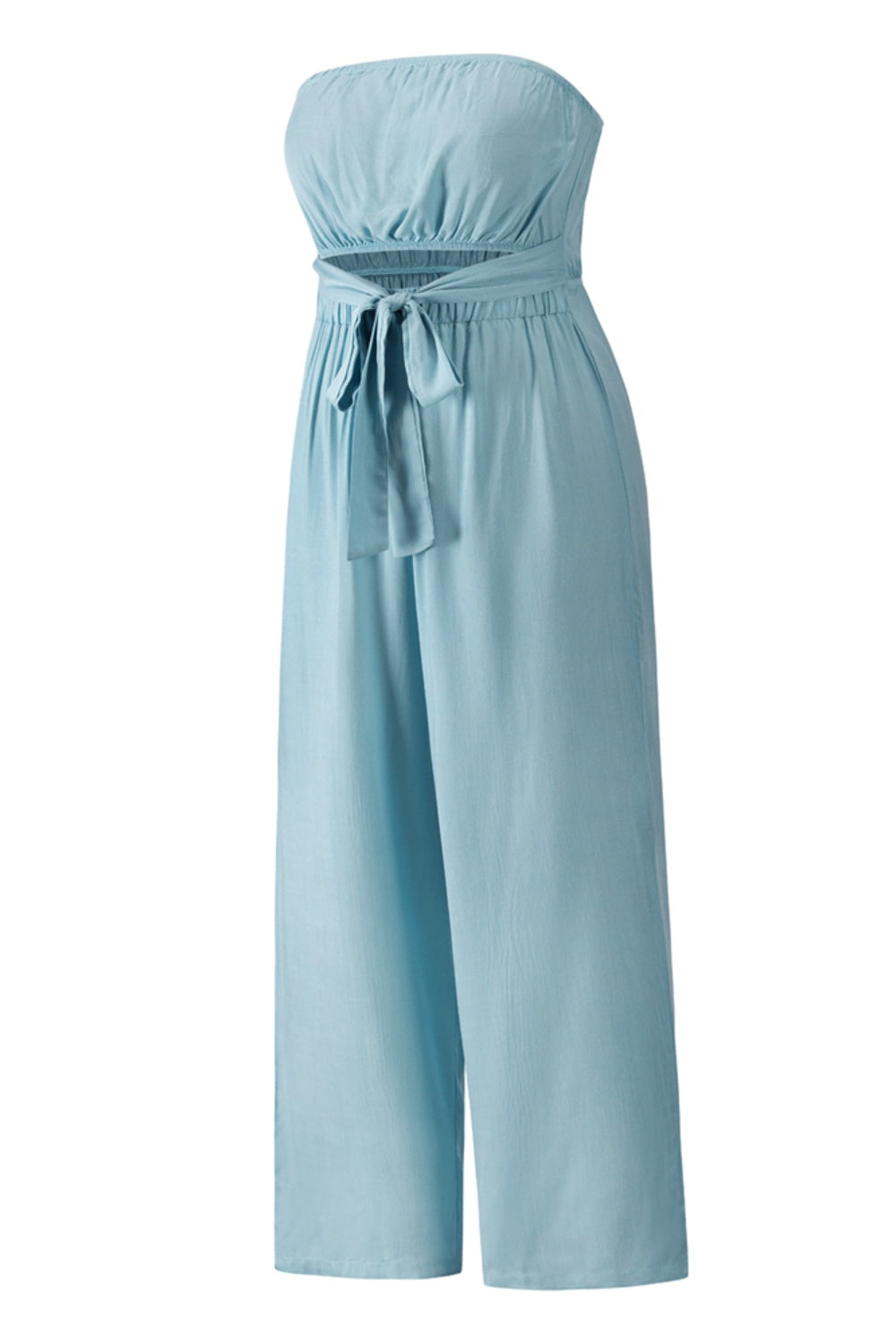 Tied Cutout Tube Wide Leg Jumpsuit-[Adult]-[Female]-2022 Online Blue Zone Planet