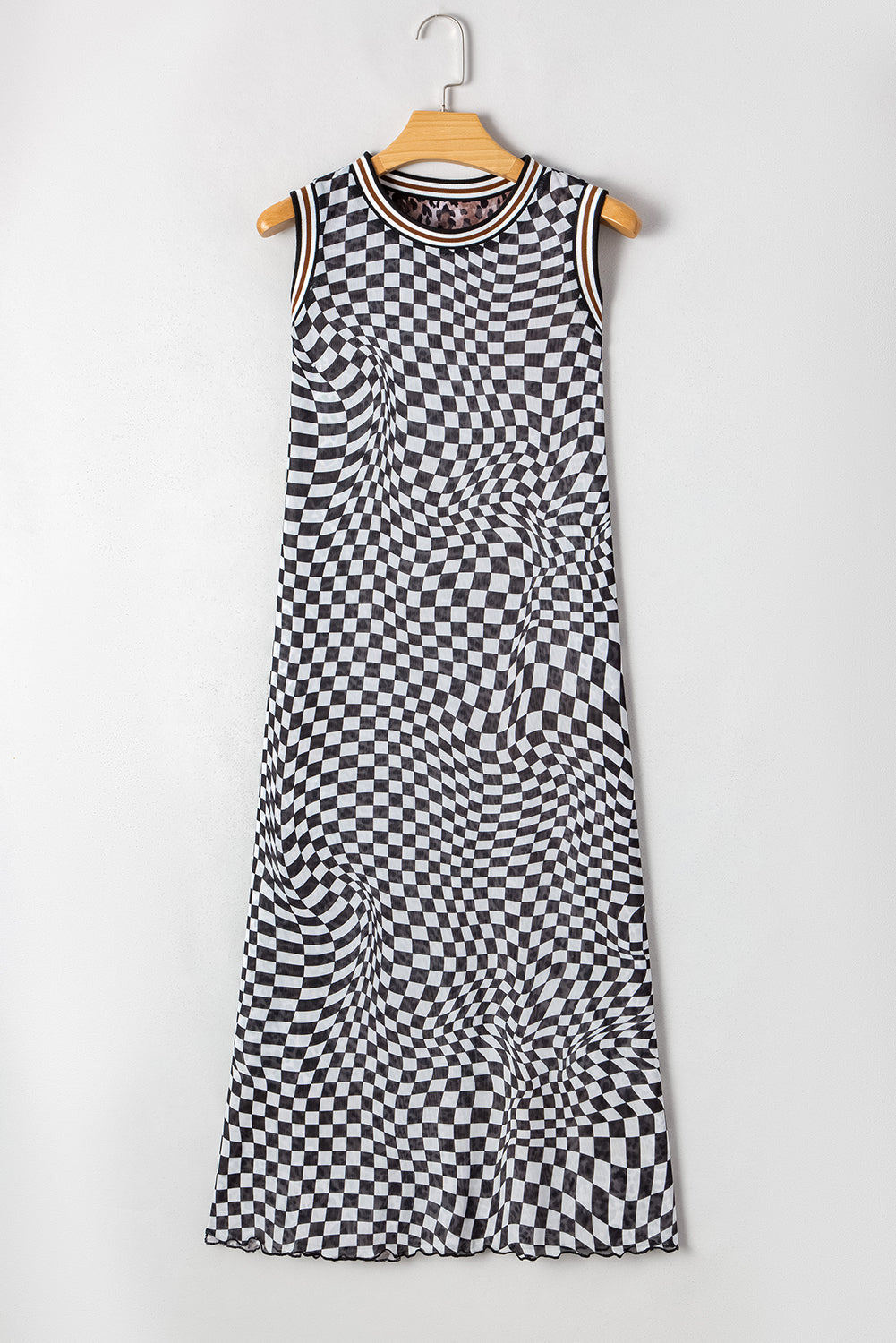 Multicolour Leopard Checkered Double Printed Reversible Sleeveless Long Dress-TOPS / DRESSES-[Adult]-[Female]-2022 Online Blue Zone Planet