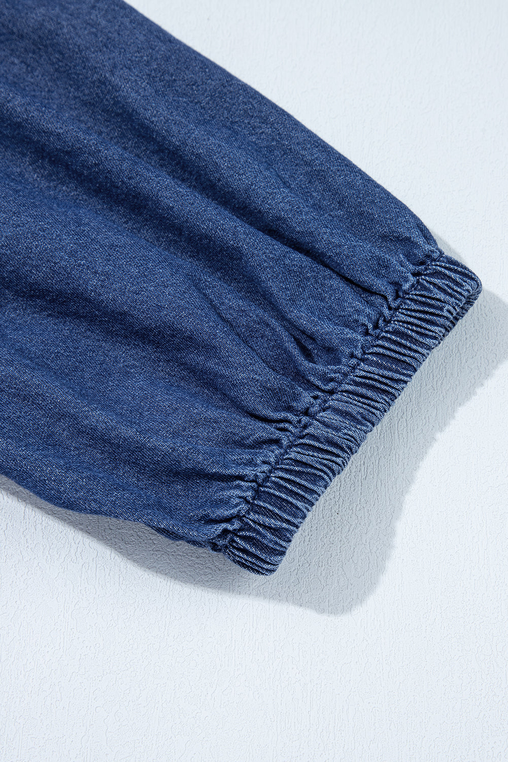 Sail Blue Tied Front Bubble Sleeve Peplum Denim Shirt-Tops/Blouses & Shirts-[Adult]-[Female]-2022 Online Blue Zone Planet