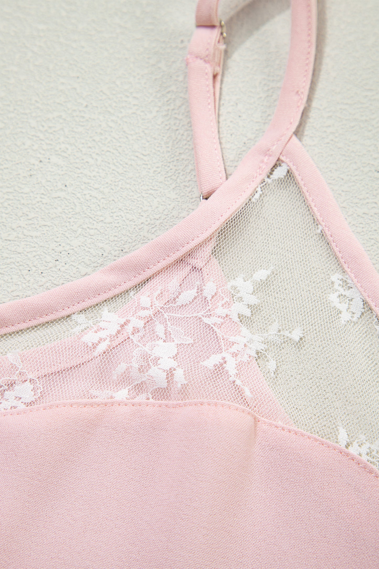 Light Pink Sheer Lace Patchwork Camisole Nightgown Dress-TOPS / DRESSES-[Adult]-[Female]-2022 Online Blue Zone Planet