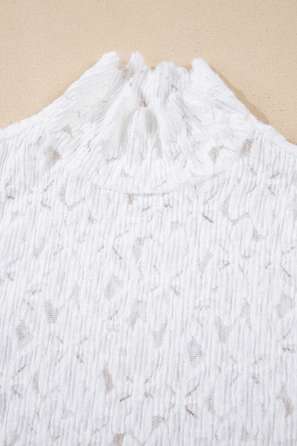 Blue Zone Planet | White Flower Lace See Through Mock Neck Long Sleeve Top-Tops/Long Sleeve Tops-[Adult]-[Female]-2022 Online Blue Zone Planet