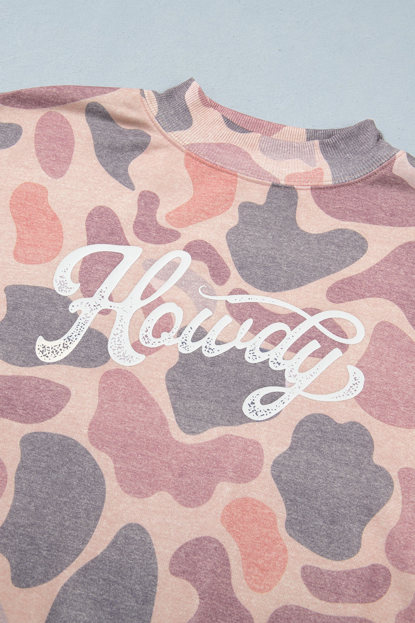 Multicolour Camo Print Howdy Western Style Baggy Pullover Sweatshirt-Tops/Sweatshirts & Hoodies-[Adult]-[Female]-2022 Online Blue Zone Planet