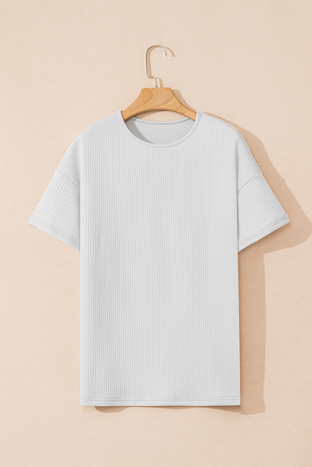 Light Grey Textured Loose T Shirt-Tops/Tops & Tees-[Adult]-[Female]-2022 Online Blue Zone Planet
