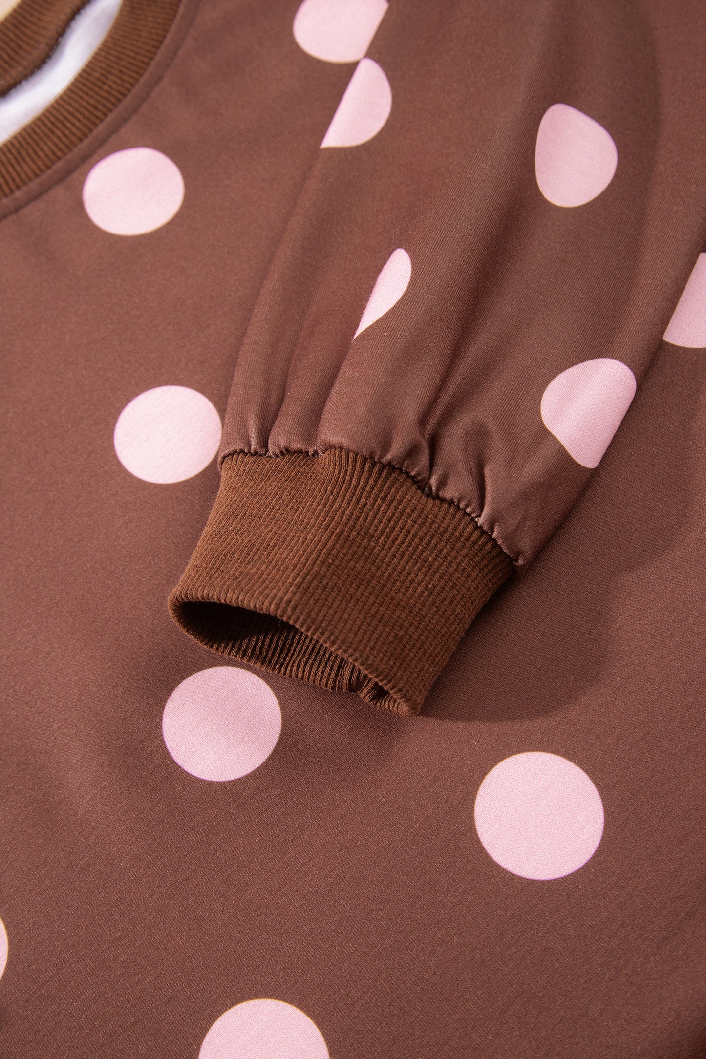 Brown Polka Dot Two Piece Set Long Sleeve Casual Skirt Set-Two Piece Sets/Two Piece Dresses-[Adult]-[Female]-2022 Online Blue Zone Planet