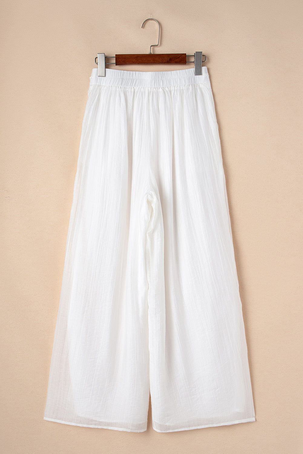 White Casual Tie Waist Pleated Wide Leg Pants-Bottoms/Pants & Culotte-[Adult]-[Female]-2022 Online Blue Zone Planet