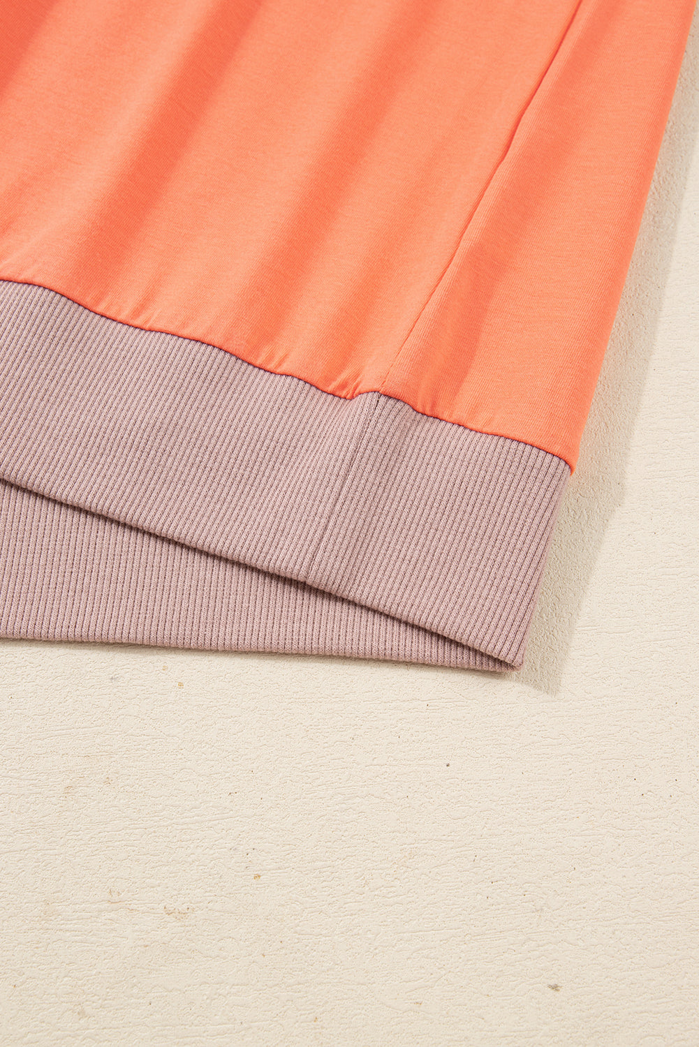 Grapefruit Orange Plaid Flower Waffle Patched Plus Size 3/4 Sleeve Top-Plus Size/Plus Size Tops/Plus Size Long Sleeve Tops-[Adult]-[Female]-2022 Online Blue Zone Planet